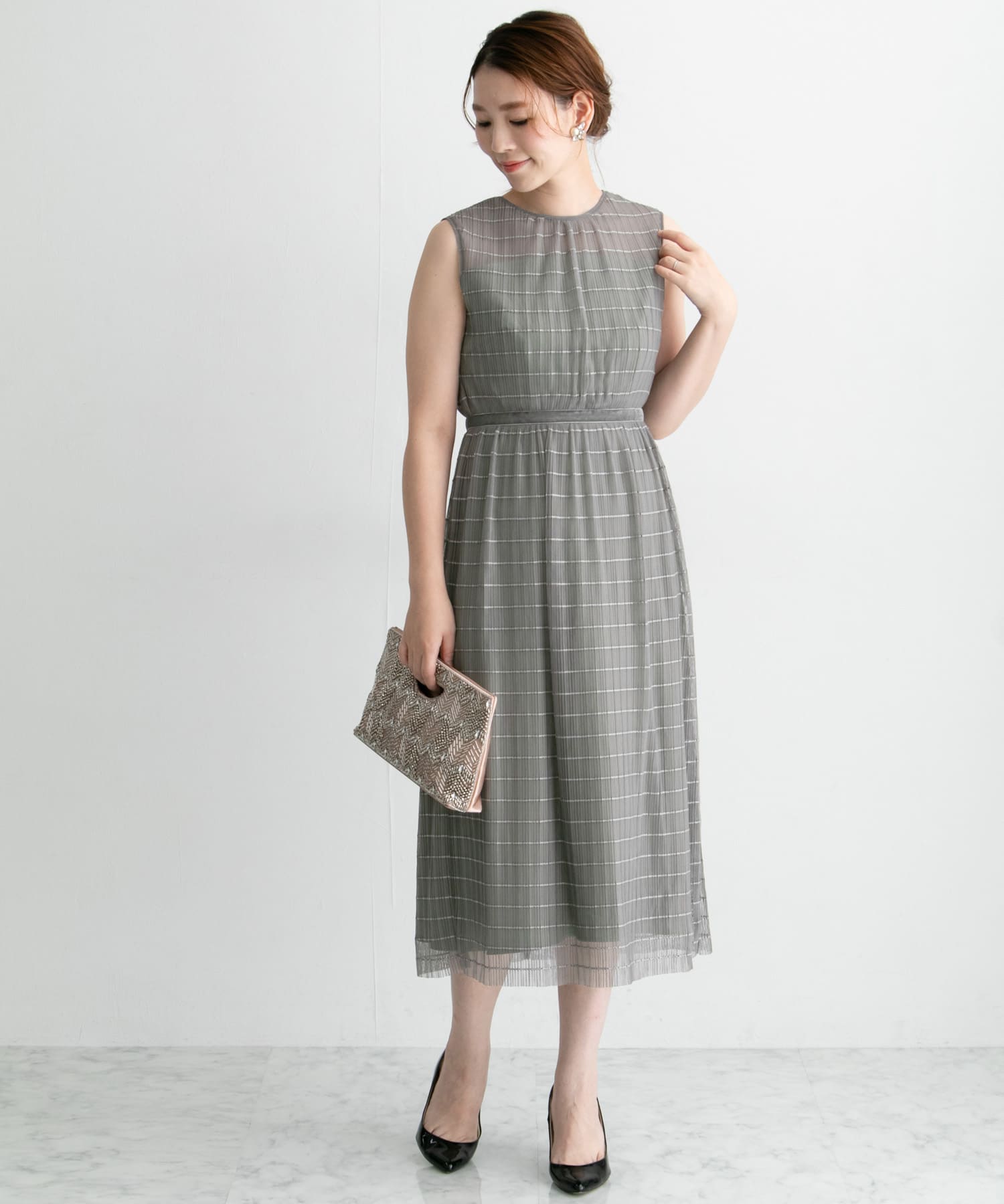 ボーダーチュールドレス GRAY FREE