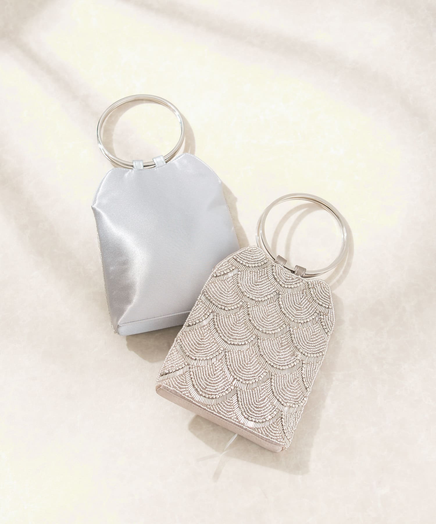 リングハンドルビジューバッグ SILVER -