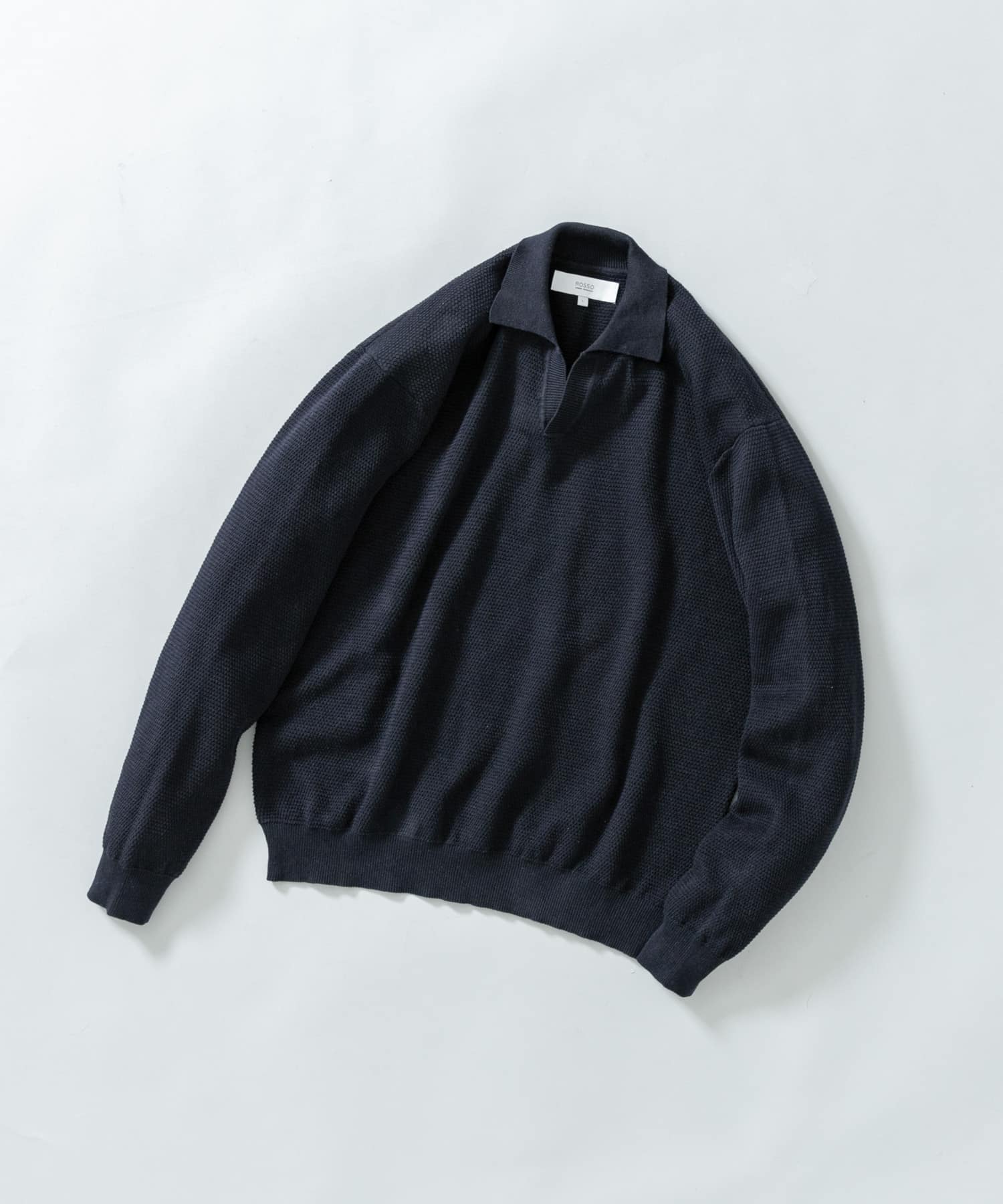 変形カノコスキッパーニットポロ NAVY M