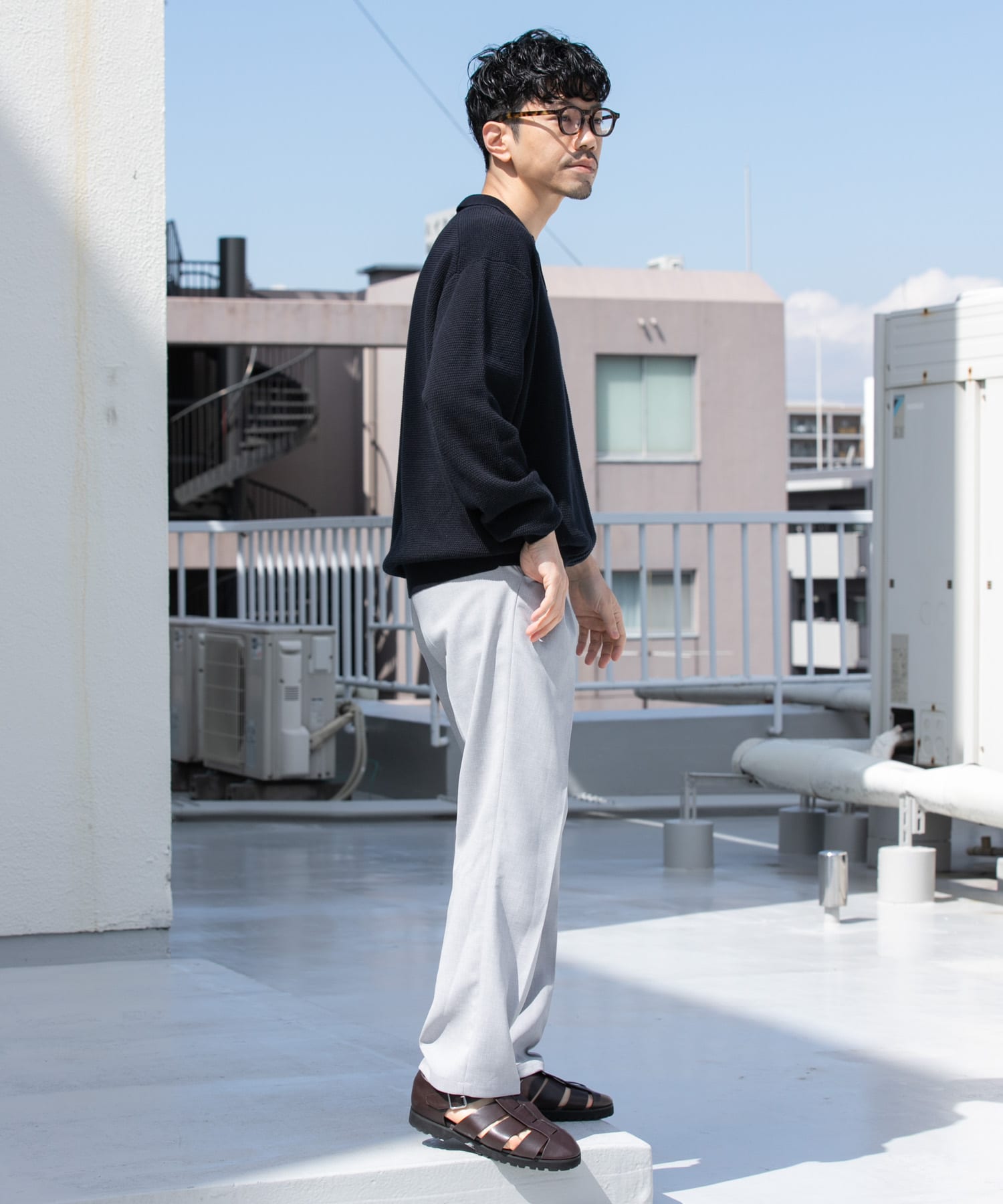 変形カノコスキッパーニットポロ(M BLACK): トップス｜URBAN
