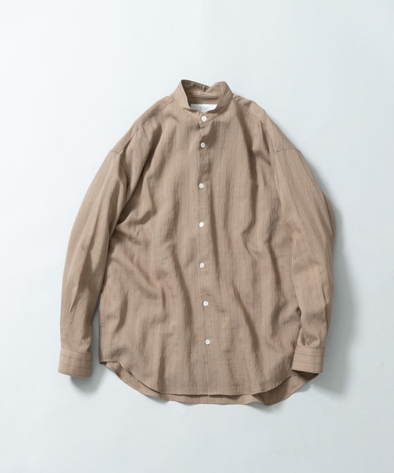 『WEB限定』ストライプバンドカラーリラックスシャツ MOCHA M