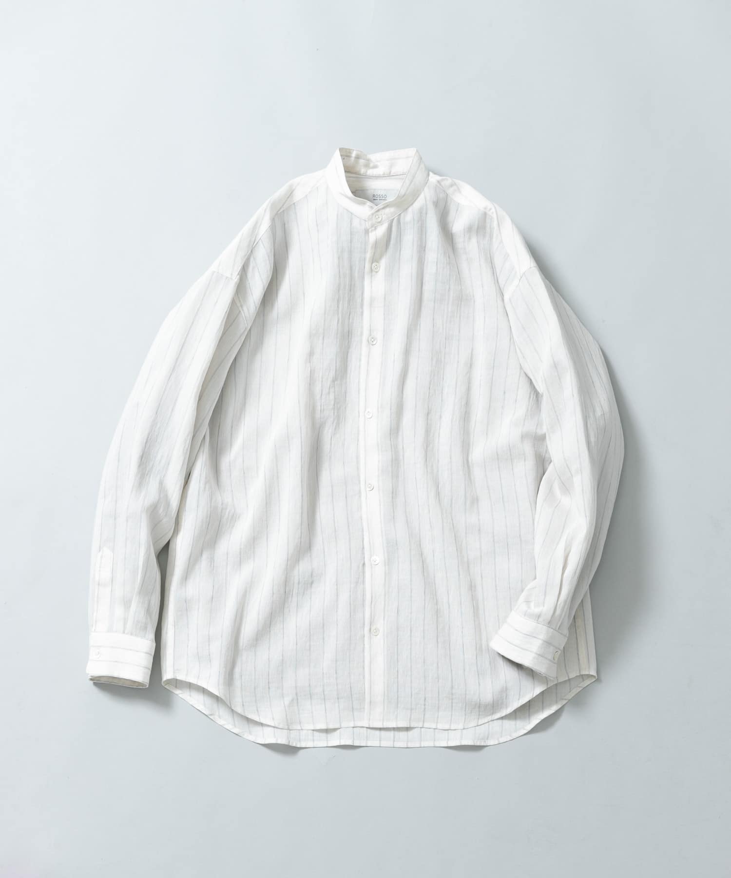 『WEB限定』ストライプバンドカラーリラックスシャツ WHITE M