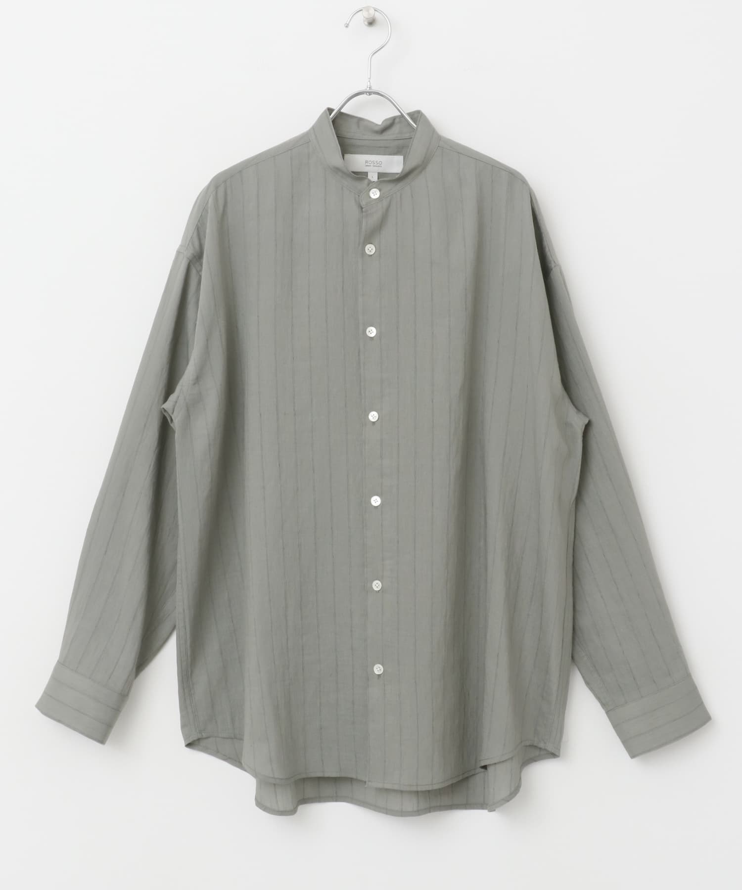 『WEB限定』ストライプバンドカラーリラックスシャツ GRAY M