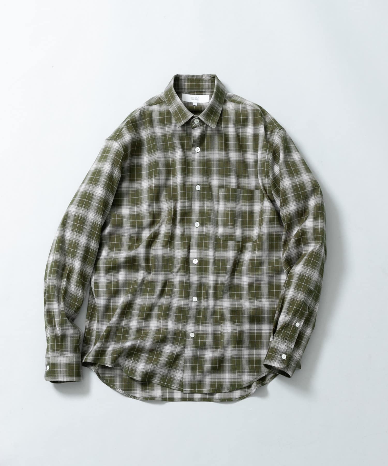 『WEB限定』オンブレチェックリラックスシャツ KHAKI M