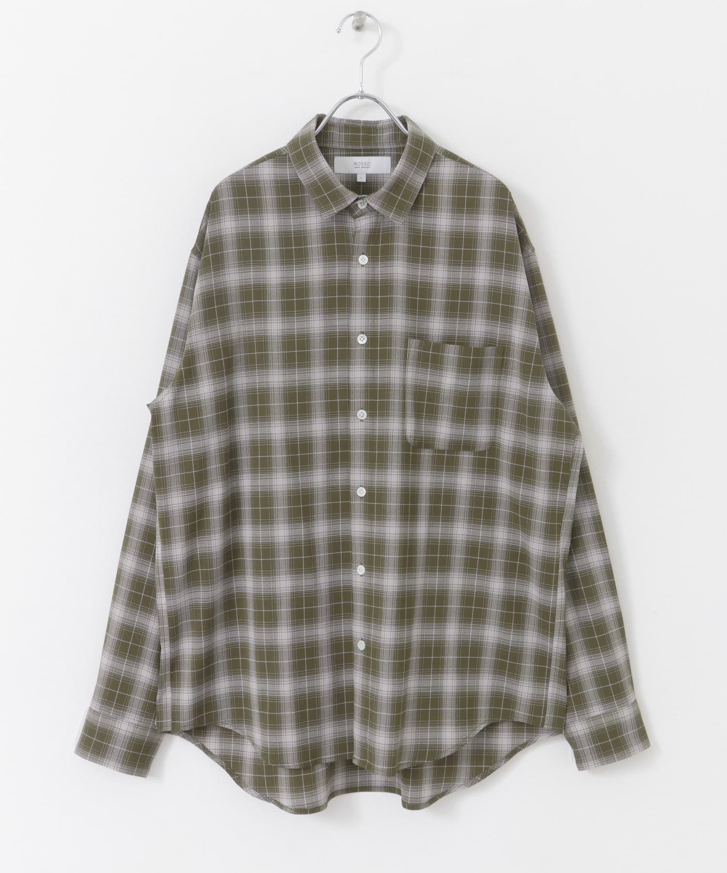 『WEB限定』オンブレチェックリラックスシャツ KHAKI M