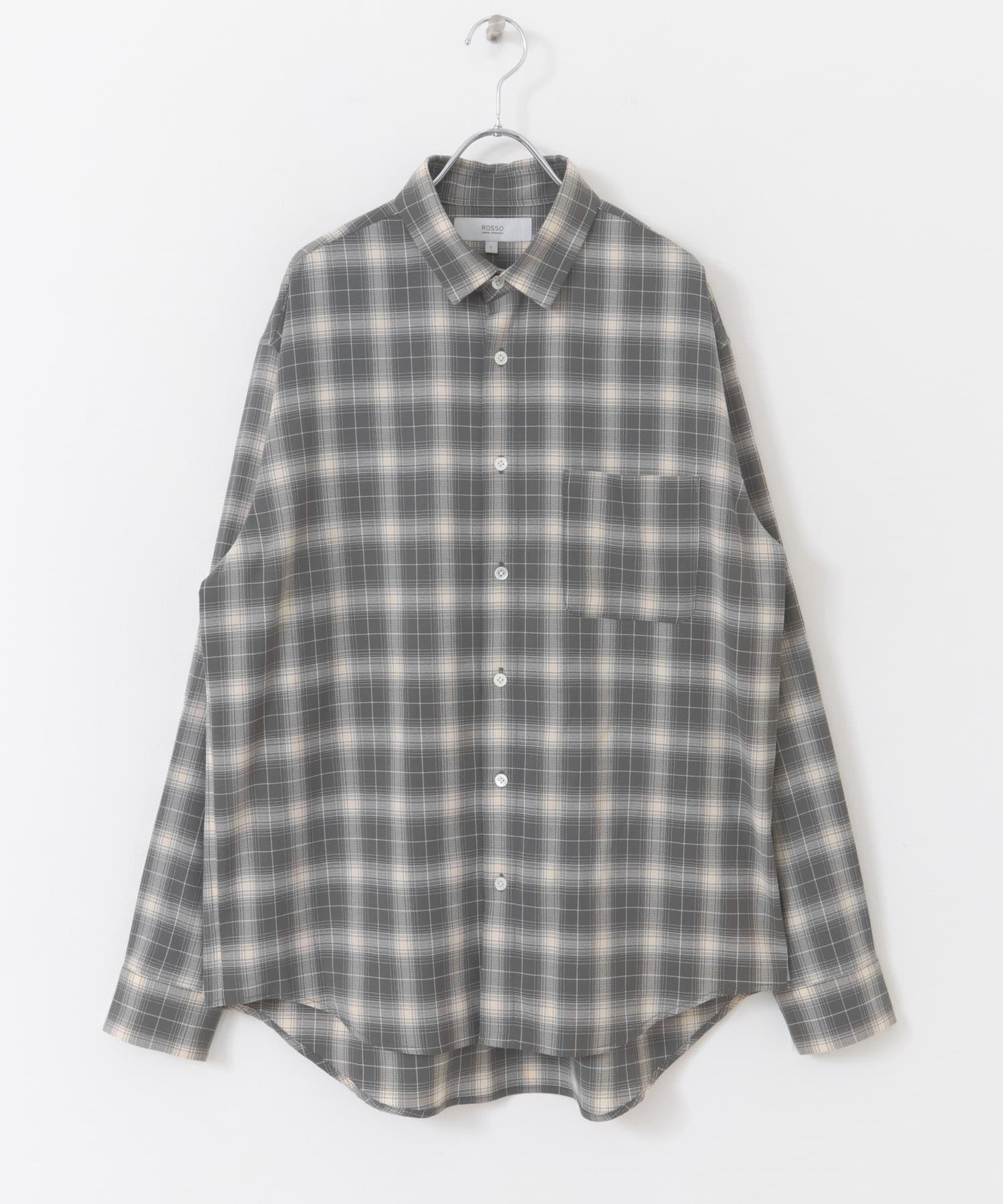 『WEB限定』オンブレチェックリラックスシャツ GRAY M
