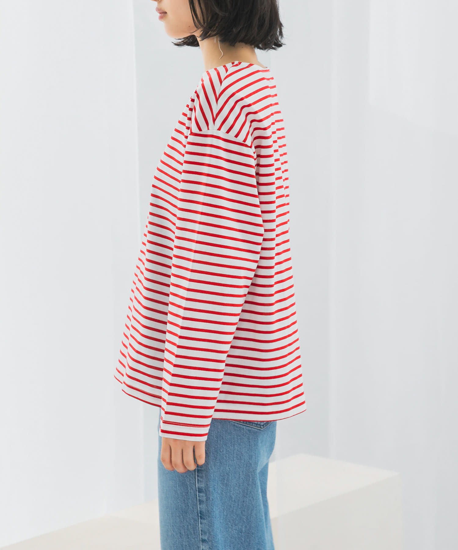 バスクオーバーTシャツ WHT×RED FREE