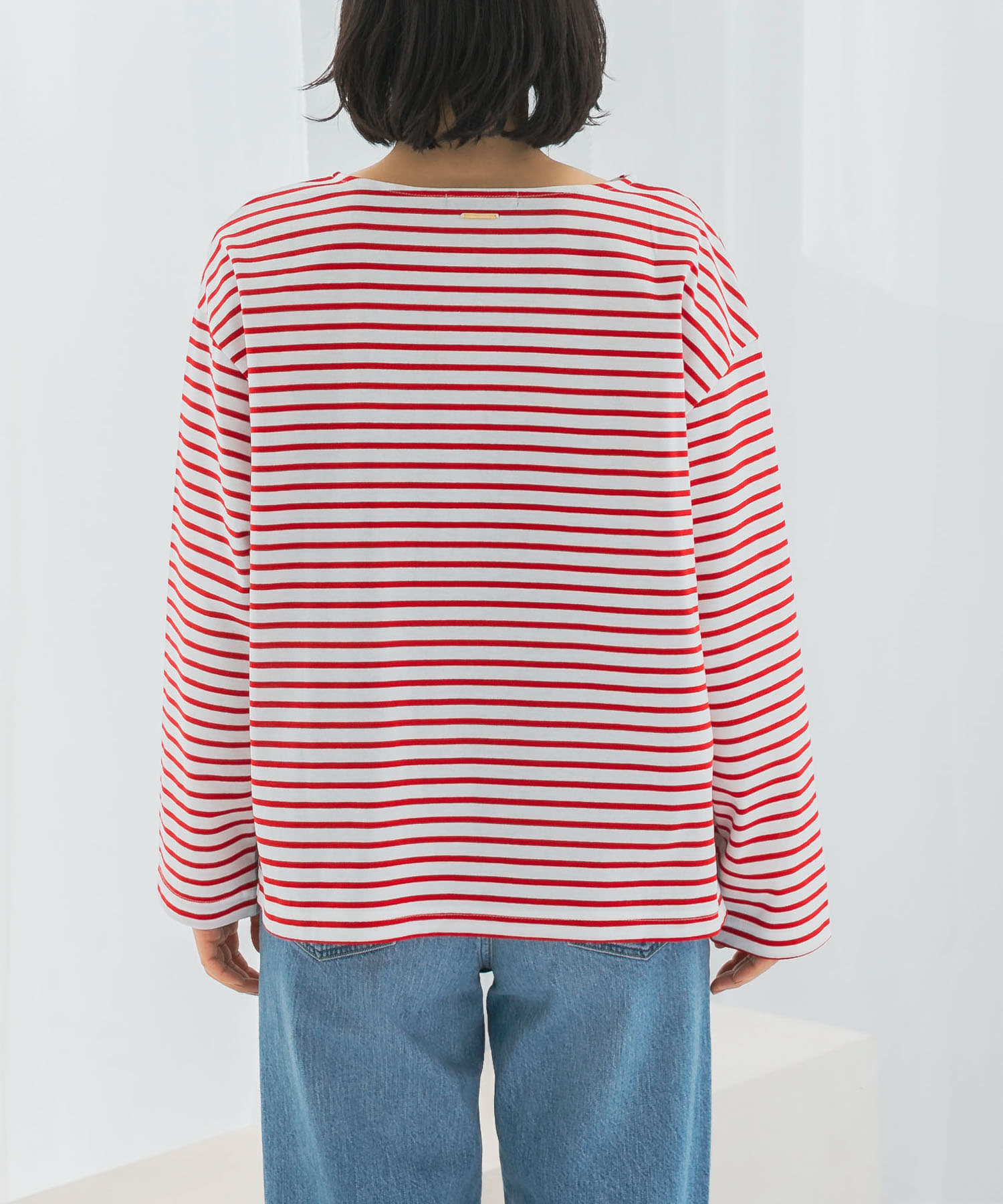 バスクオーバーTシャツ WHT×RED FREE