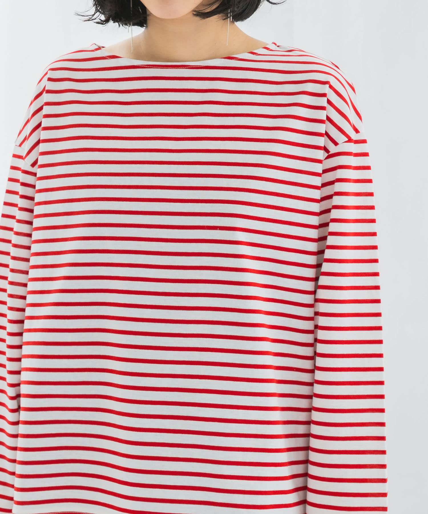 バスクオーバーTシャツ WHT×RED FREE