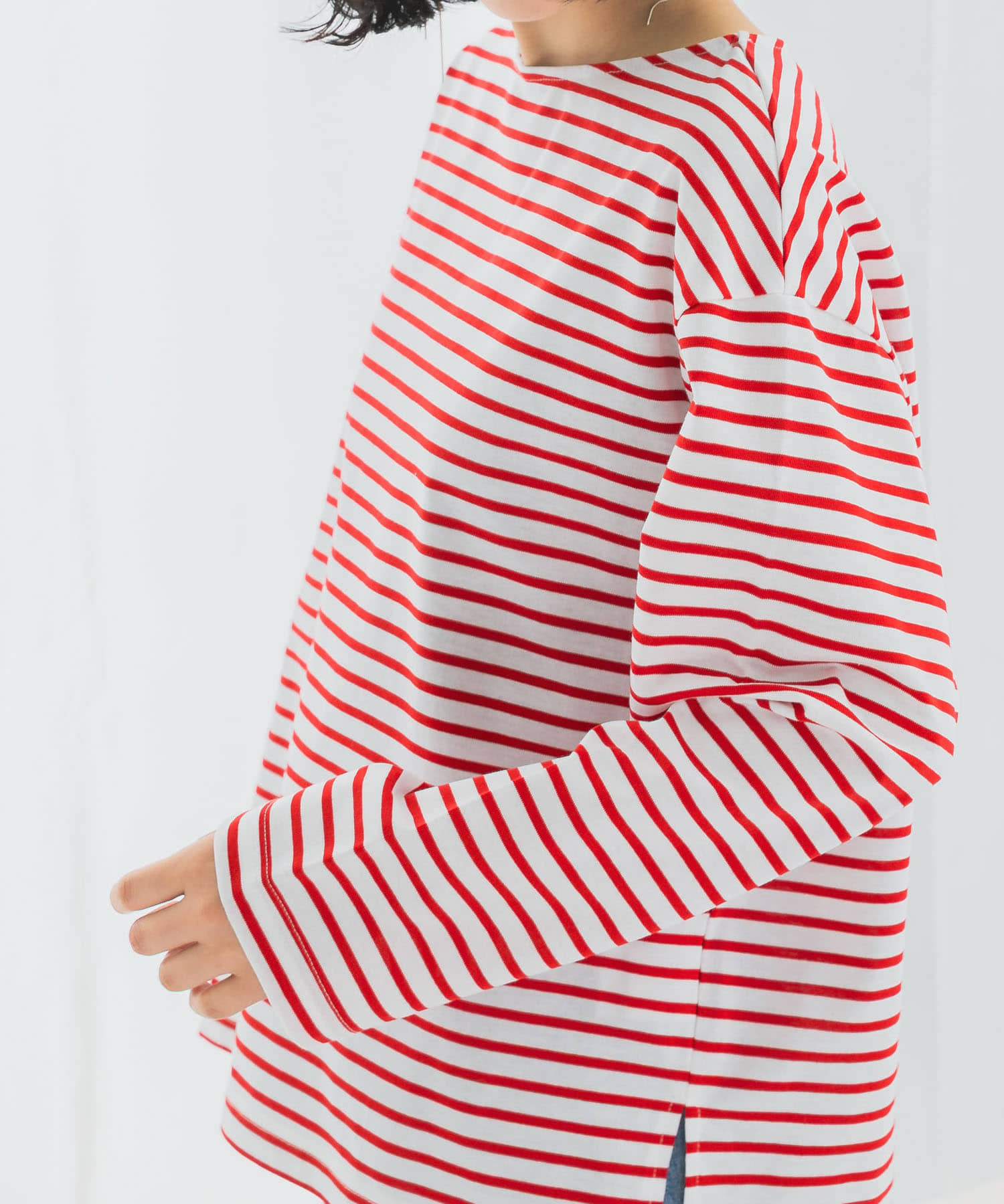 バスクオーバーTシャツ WHT×RED FREE