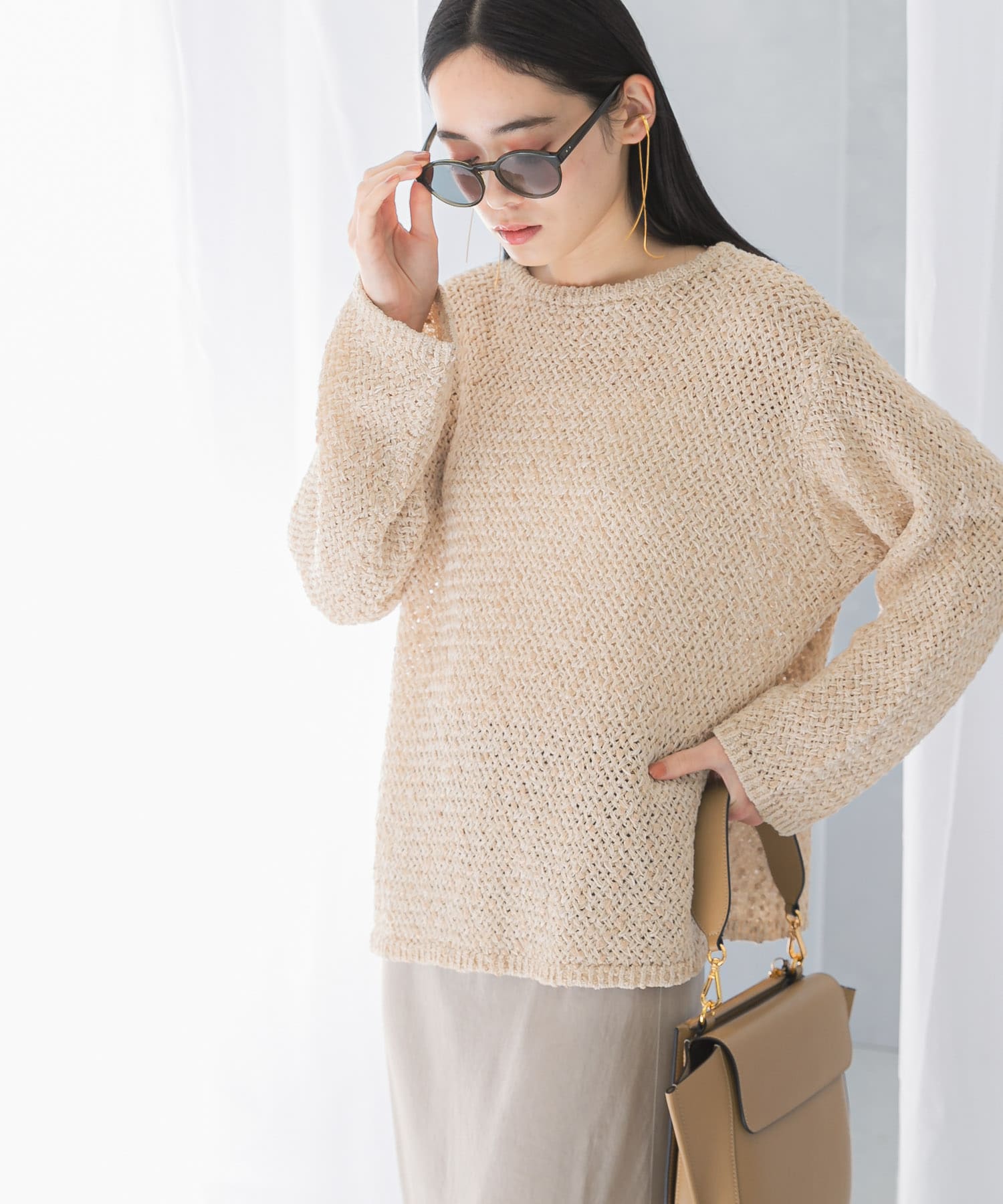 透かし編みラメニット