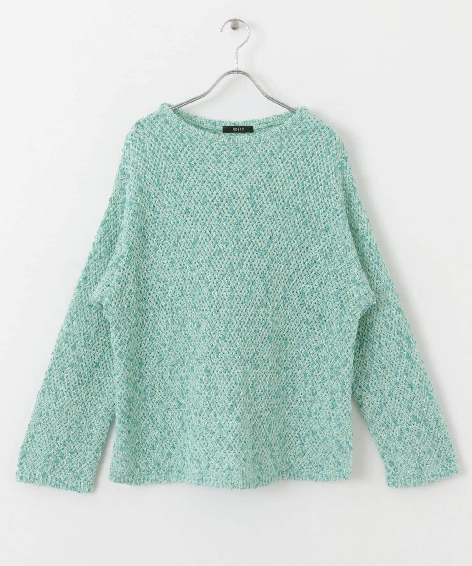 透かし編みラメニット mint×turquoise FREE