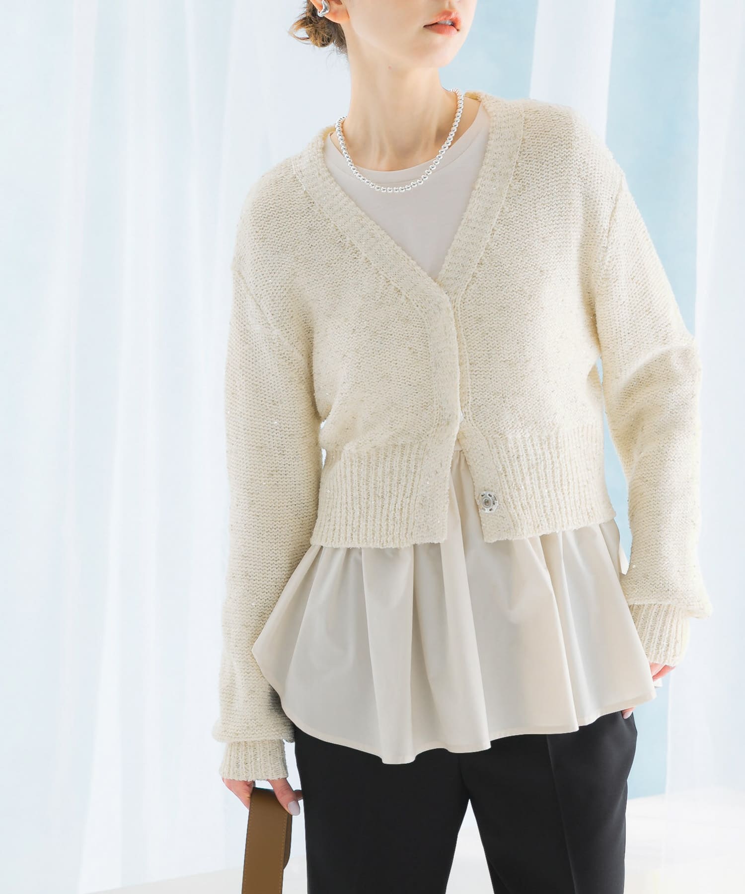 ラメミックスショートカーディガン