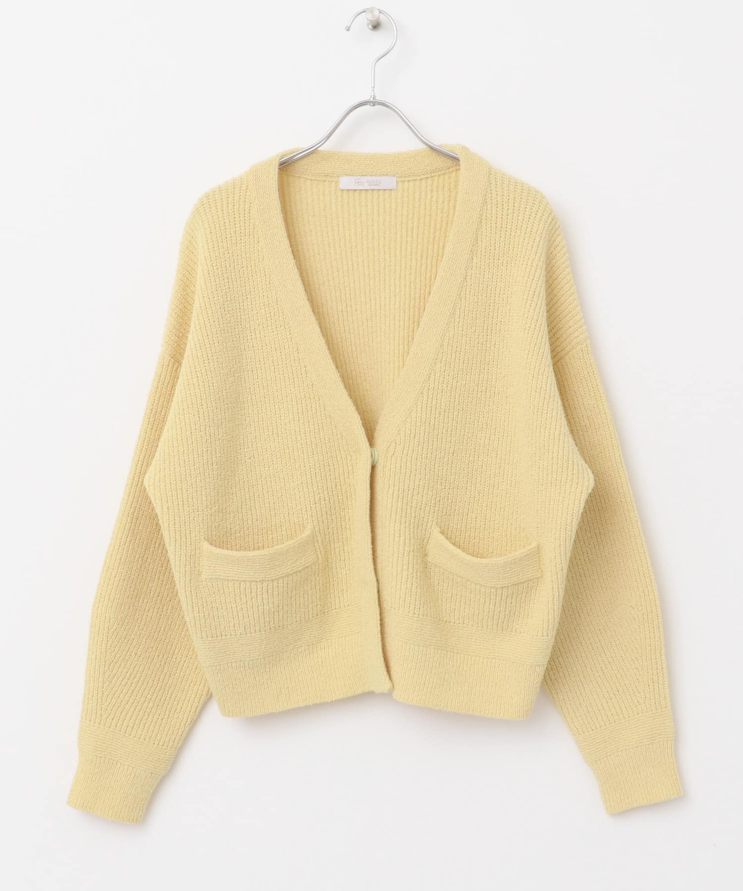 F by ROSSO　コットンブークレ片畦カーディガン YELLOW FREE