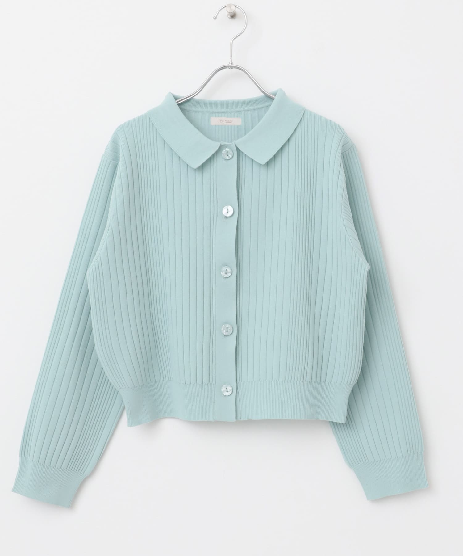 F by ROSSO　ウォッシャブル衿付きリブカーディガン MINT FREE