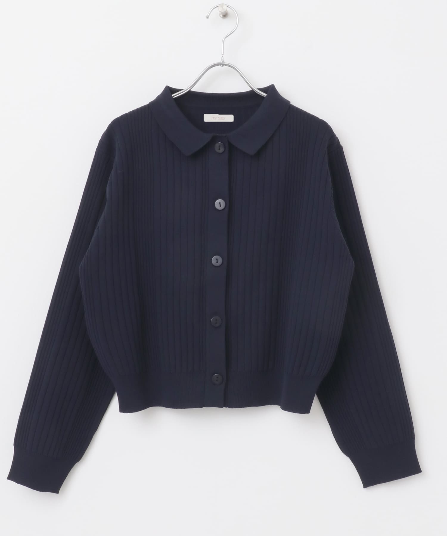 F by ROSSO　ウォッシャブル衿付きリブカーディガン NAVY FREE
