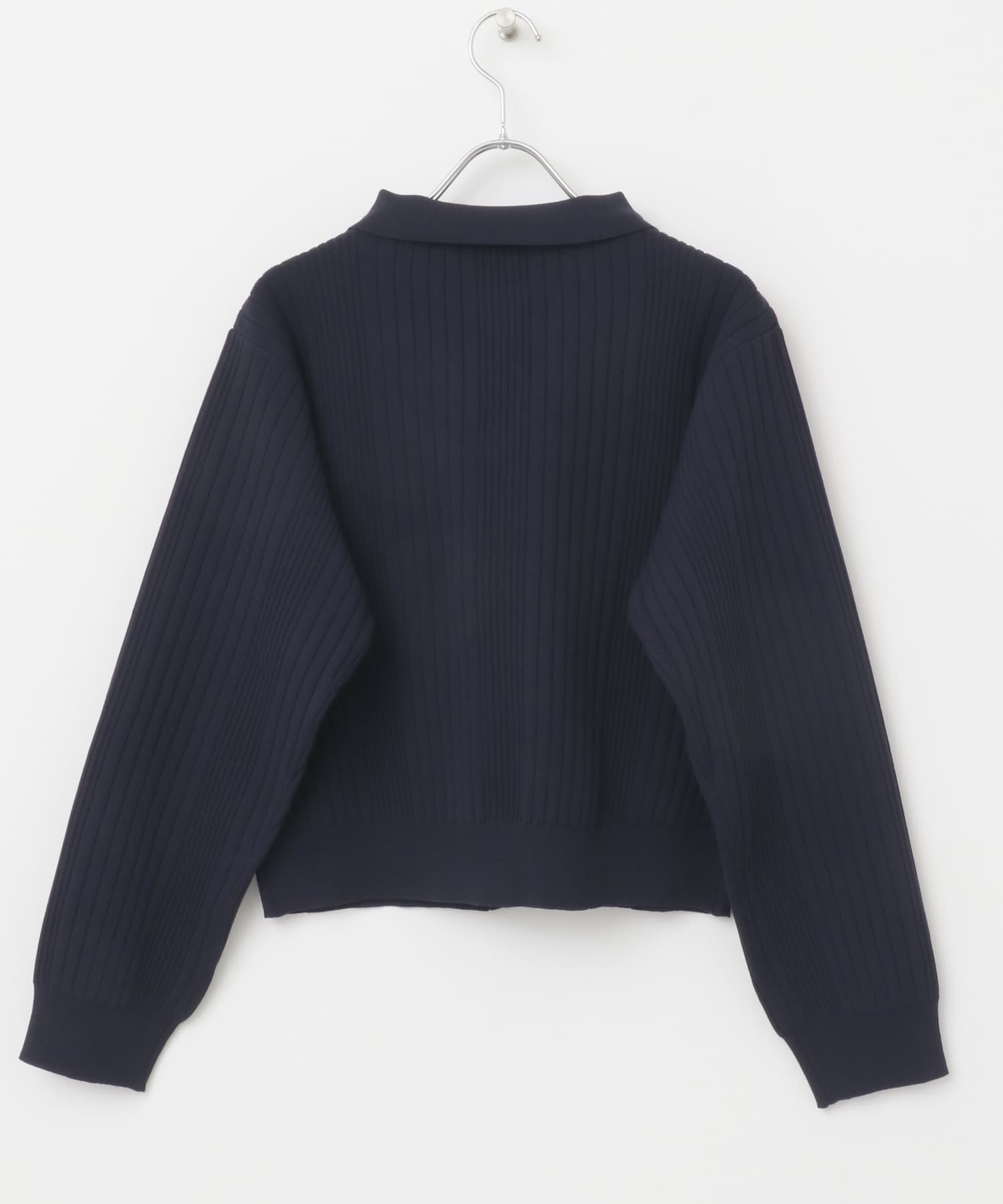 F by ROSSO　ウォッシャブル衿付きリブカーディガン NAVY FREE