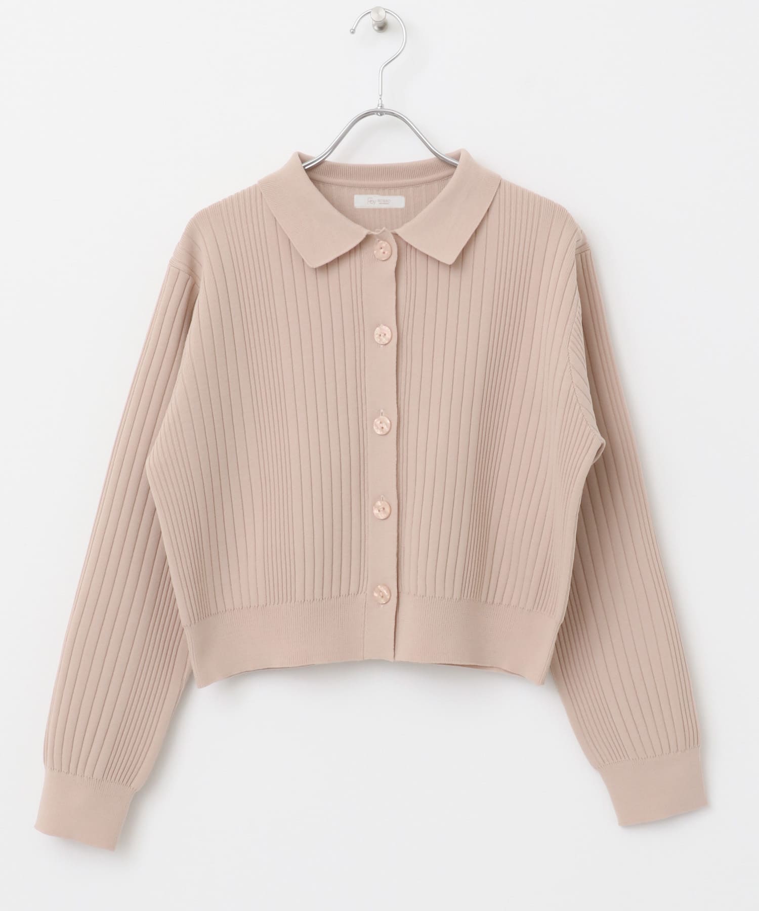 F by ROSSO　ウォッシャブル衿付きリブカーディガン P/BEIGE FREE