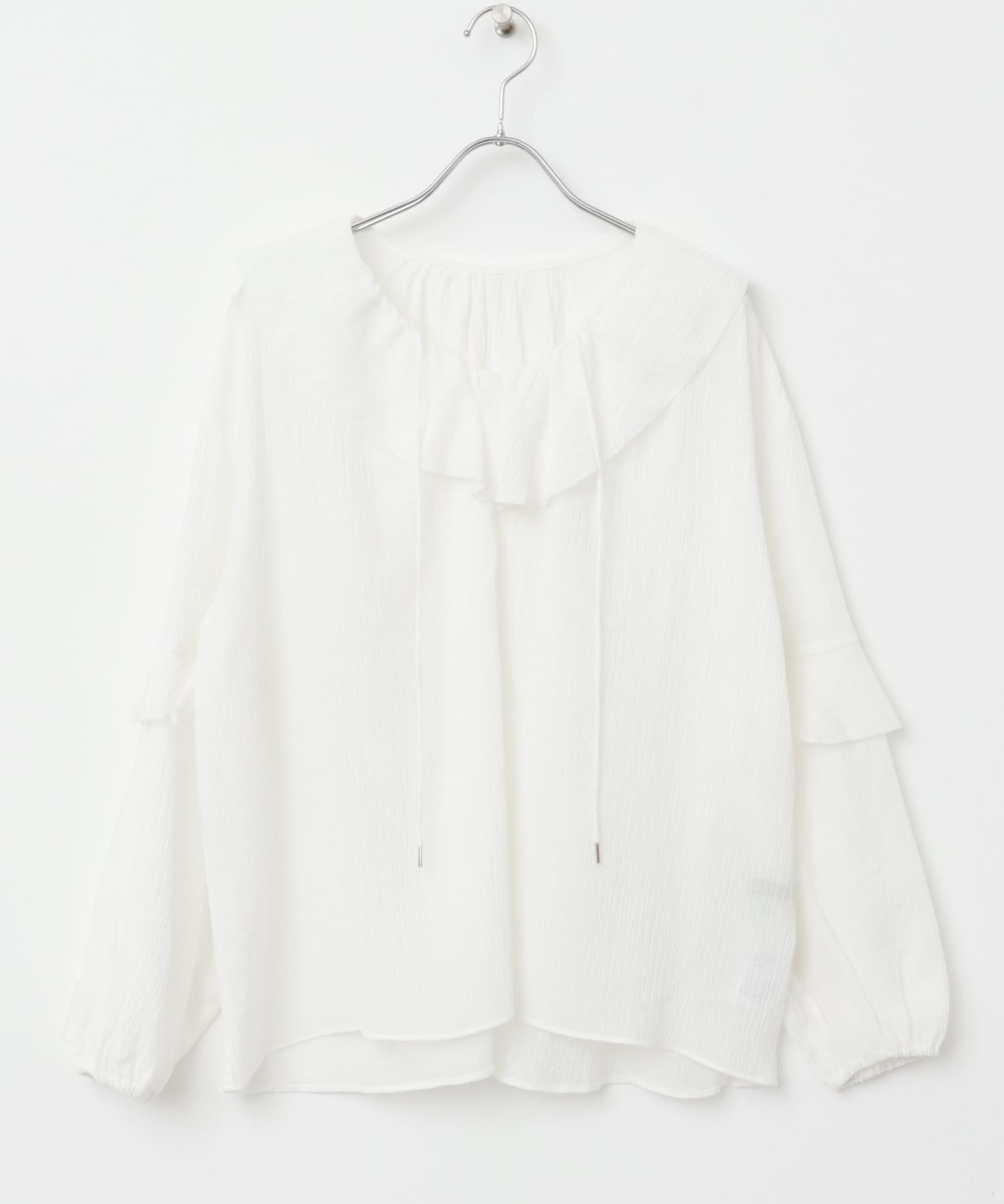『WEB/一部店舗限定カラー』楊柳フリルブラウス WHITE FREE