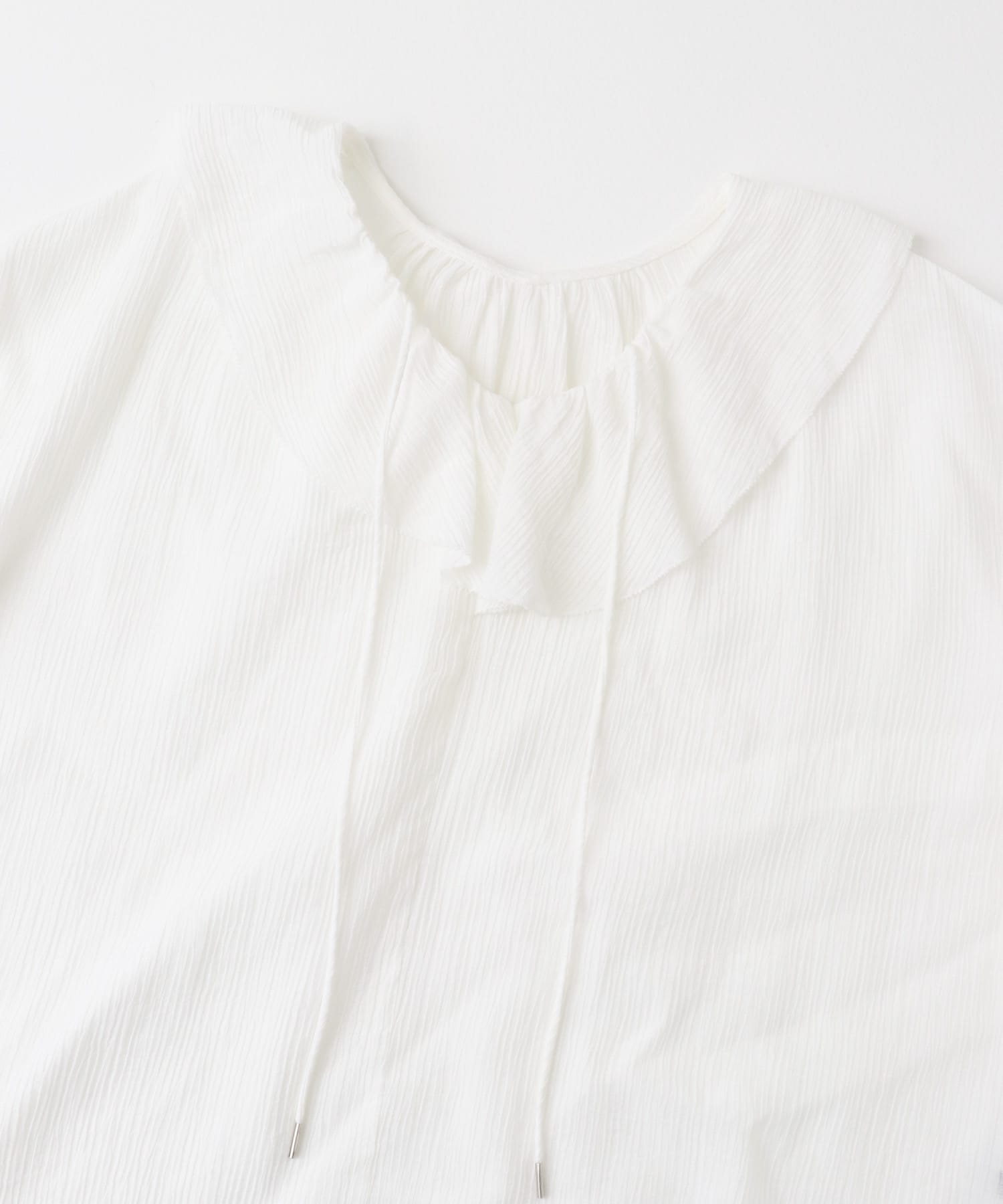 『WEB/一部店舗限定カラー』楊柳フリルブラウス WHITE FREE