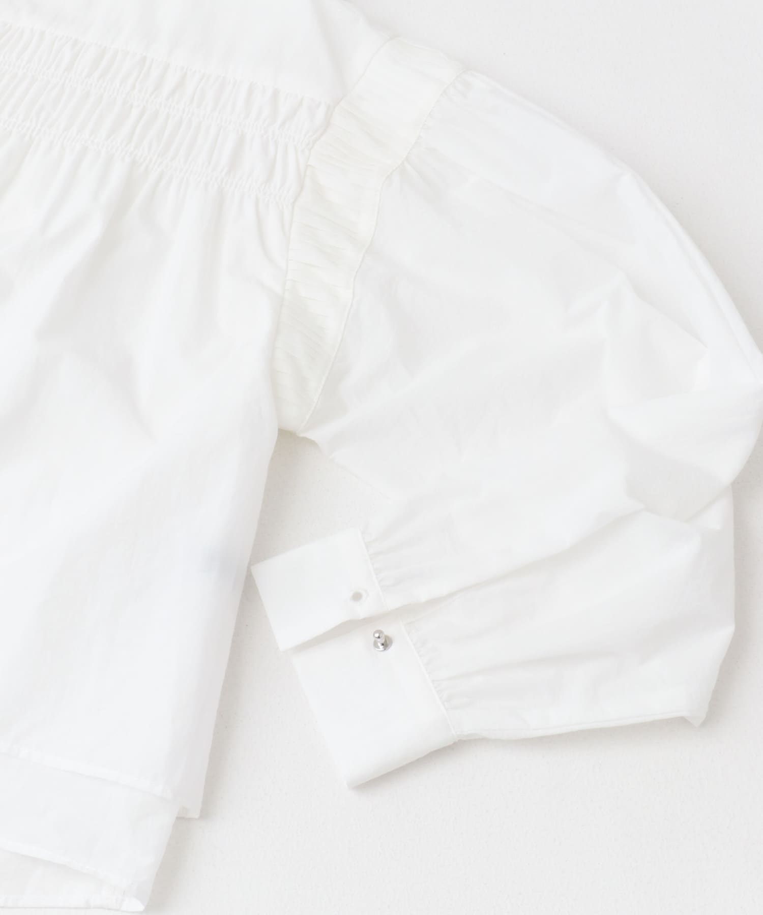 ピンタックショートレイヤードブラウス OFF WHITE FREE