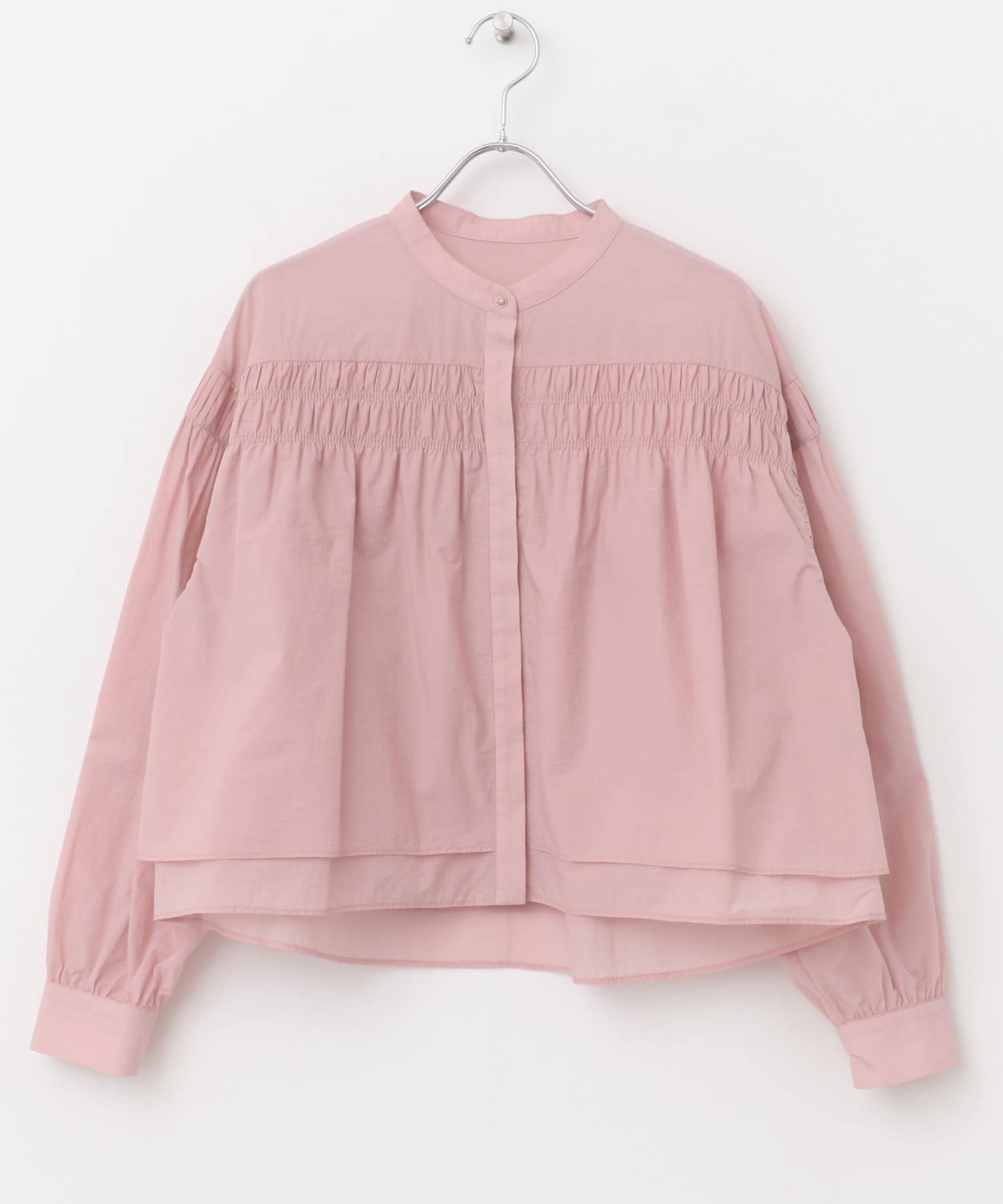 ピンタックショートレイヤードブラウス PINK FREE