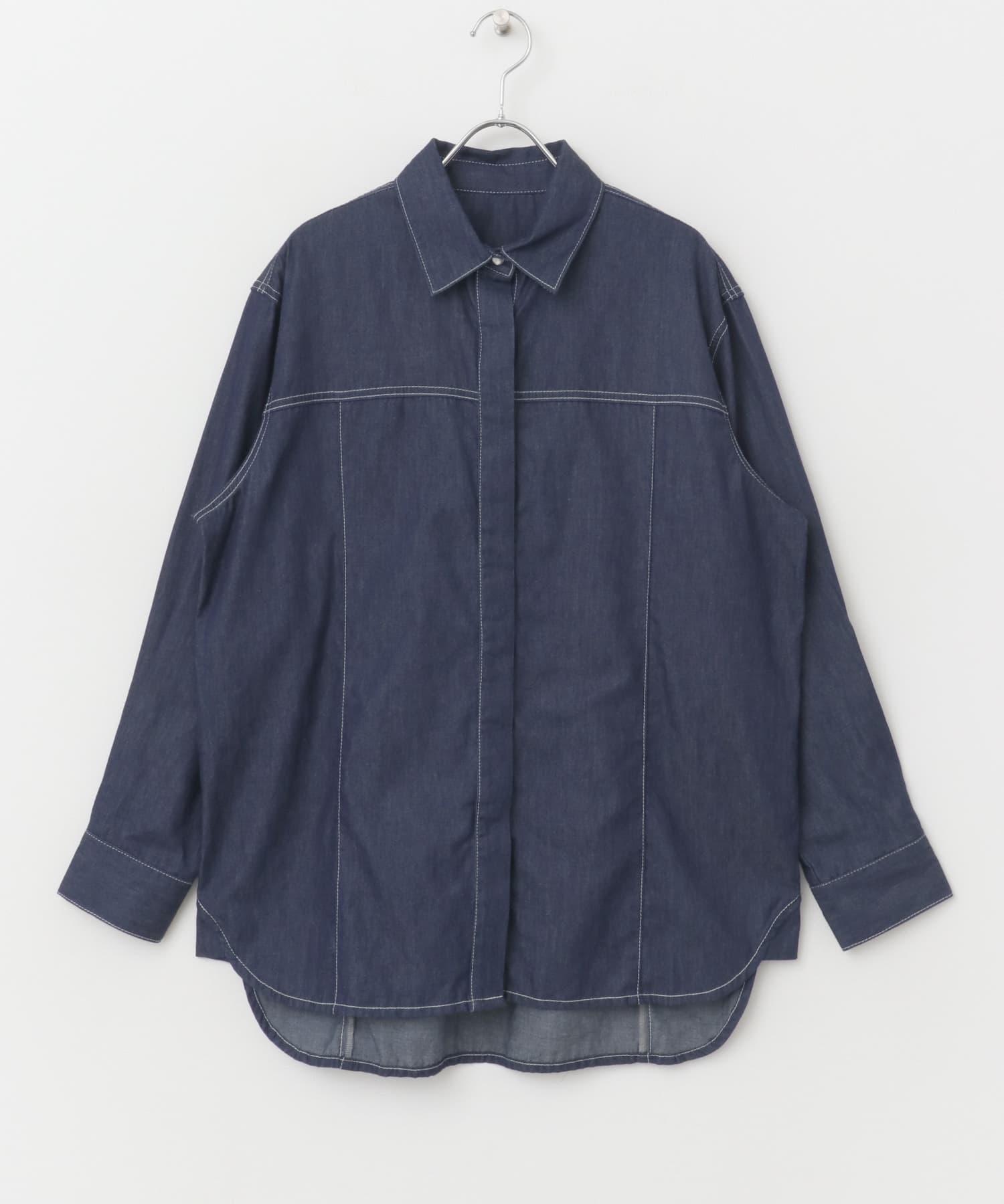 ステッチデザインデニムシャツ INDIGO FREE
