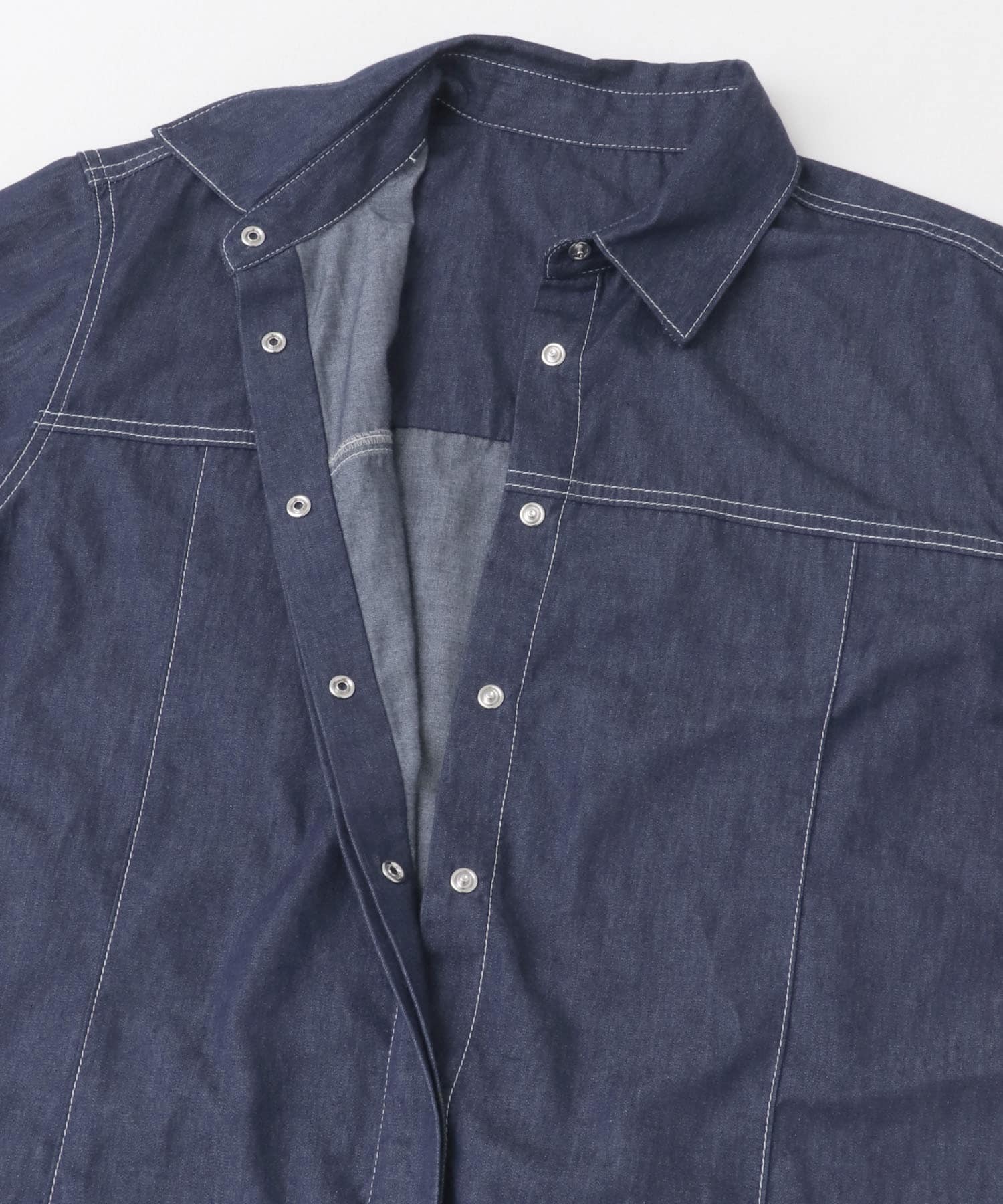 ステッチデザインデニムシャツ INDIGO FREE