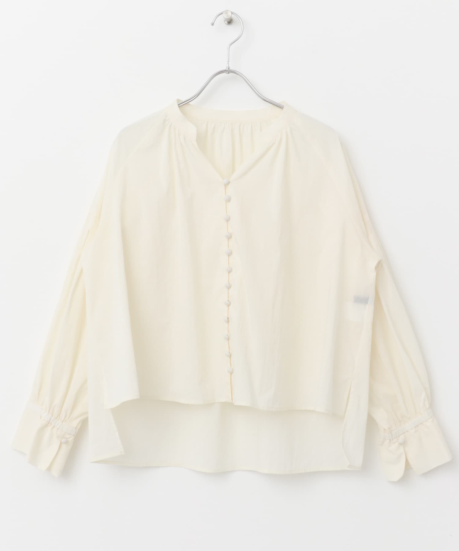 ボタンデザインショートシャツブラウス IVORY FREE