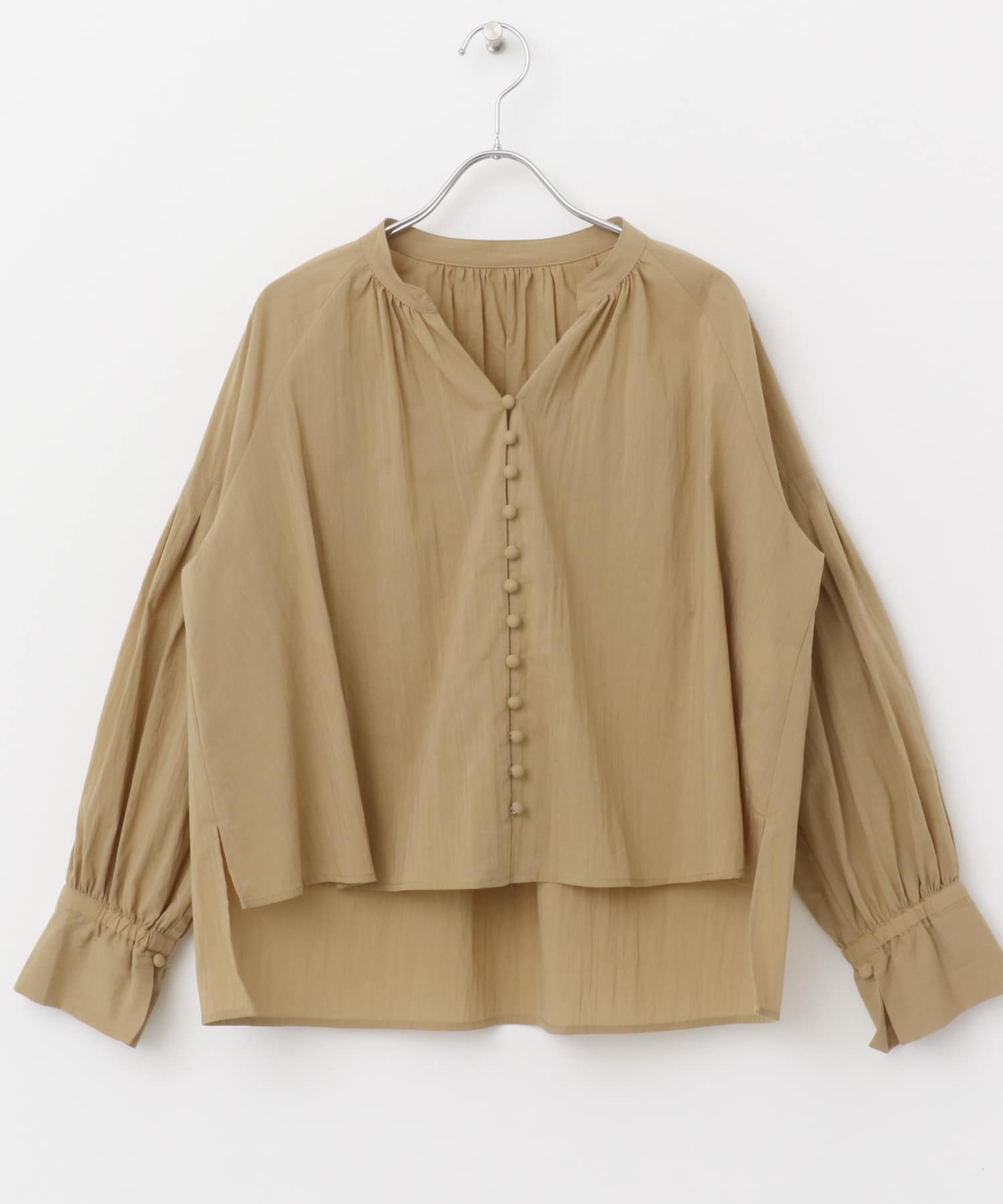 ボタンデザインショートシャツブラウス CAMEL FREE