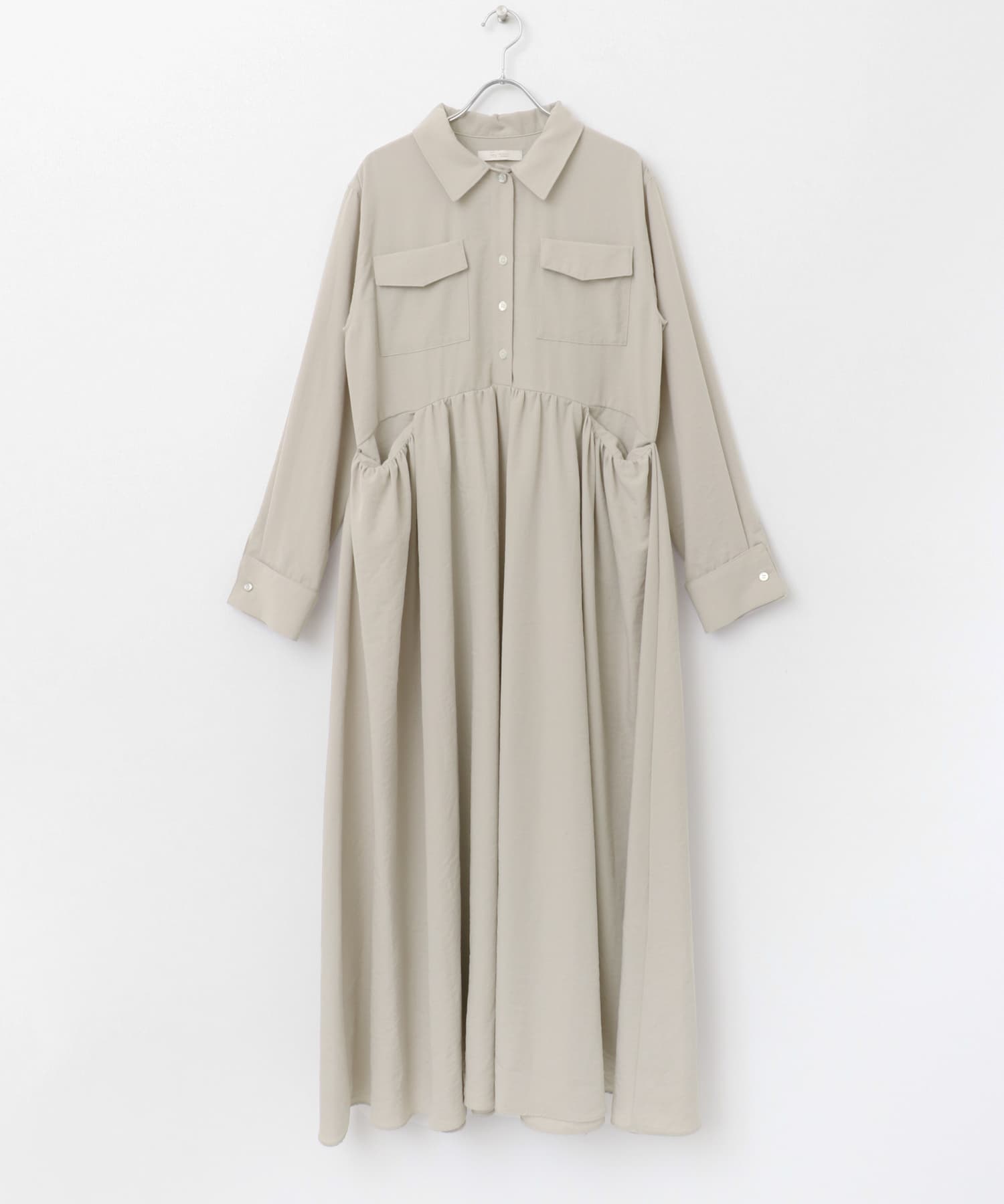 F by ROSSO　フラップデザインシャツワンピース L/BEIGE 36