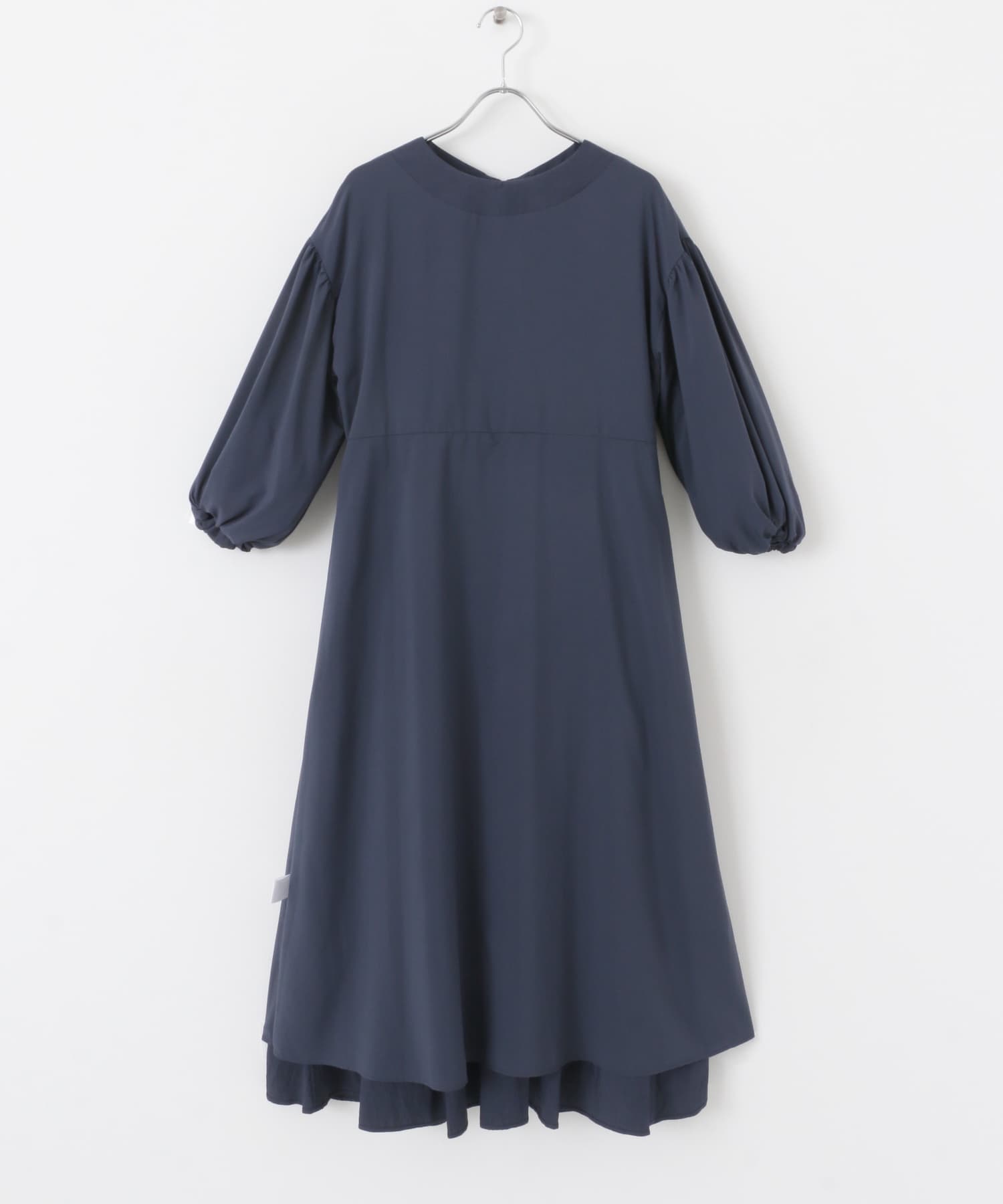 ボリュームスリーブタックワンピース NAVY FREE