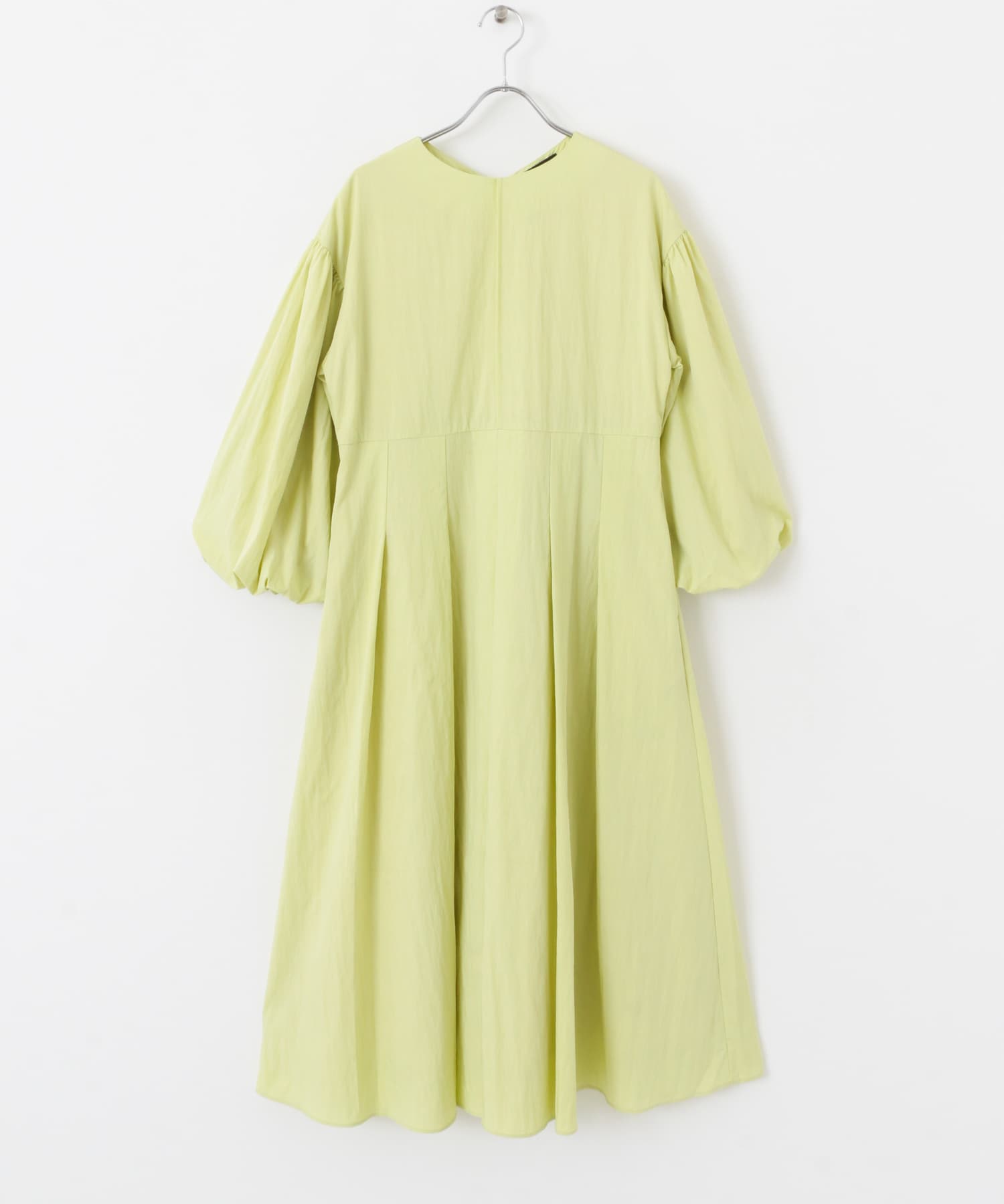 ボリュームスリーブタックワンピース LIME FREE