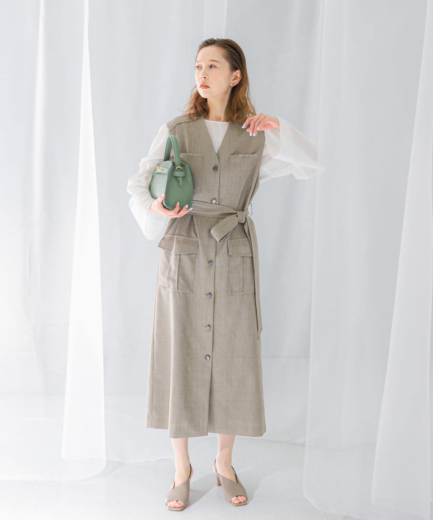 ポケットデザインレイヤードワンピース