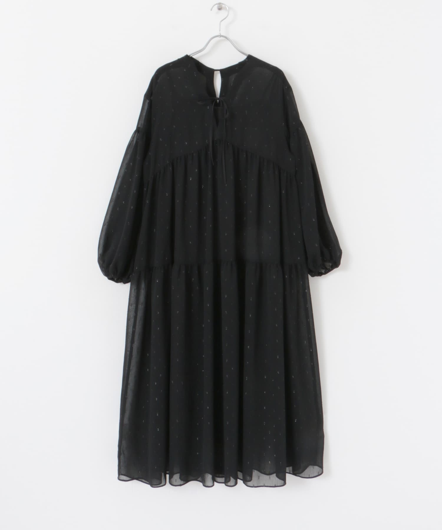 カットジャガードティアードワンピース BLACK FREE