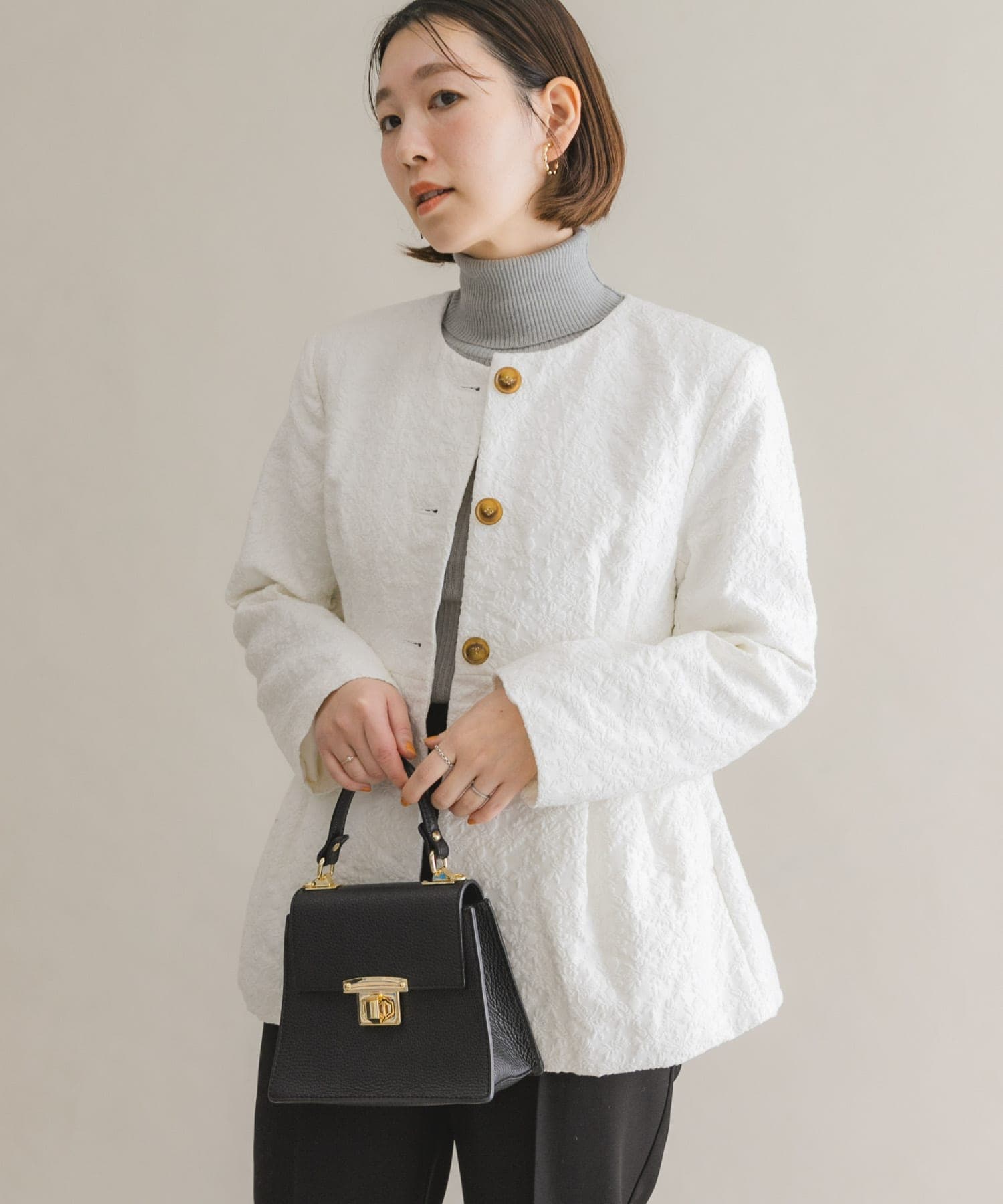 F by ROSSO　ジャガード中綿ジャケット OFF WHITE FREE