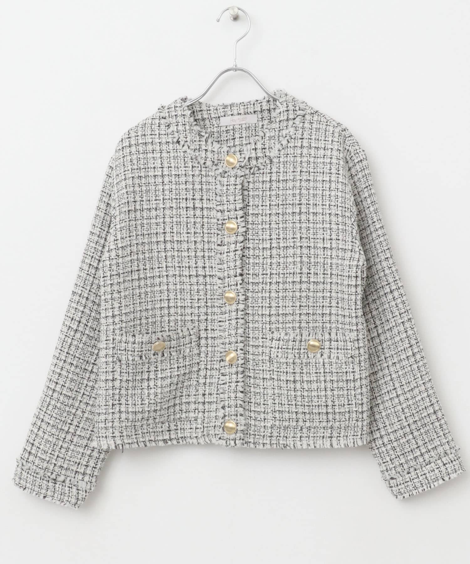 F by ROSSO　ツイードノーカラージャケット OFF WHITE FREE
