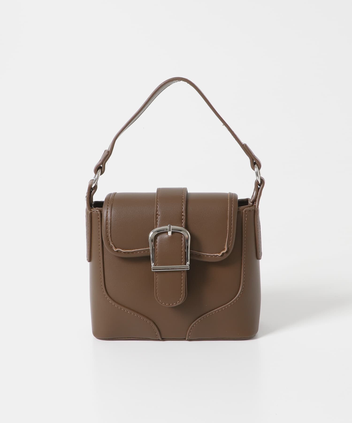 ベルト付フラップショルダーバッグ BROWN -