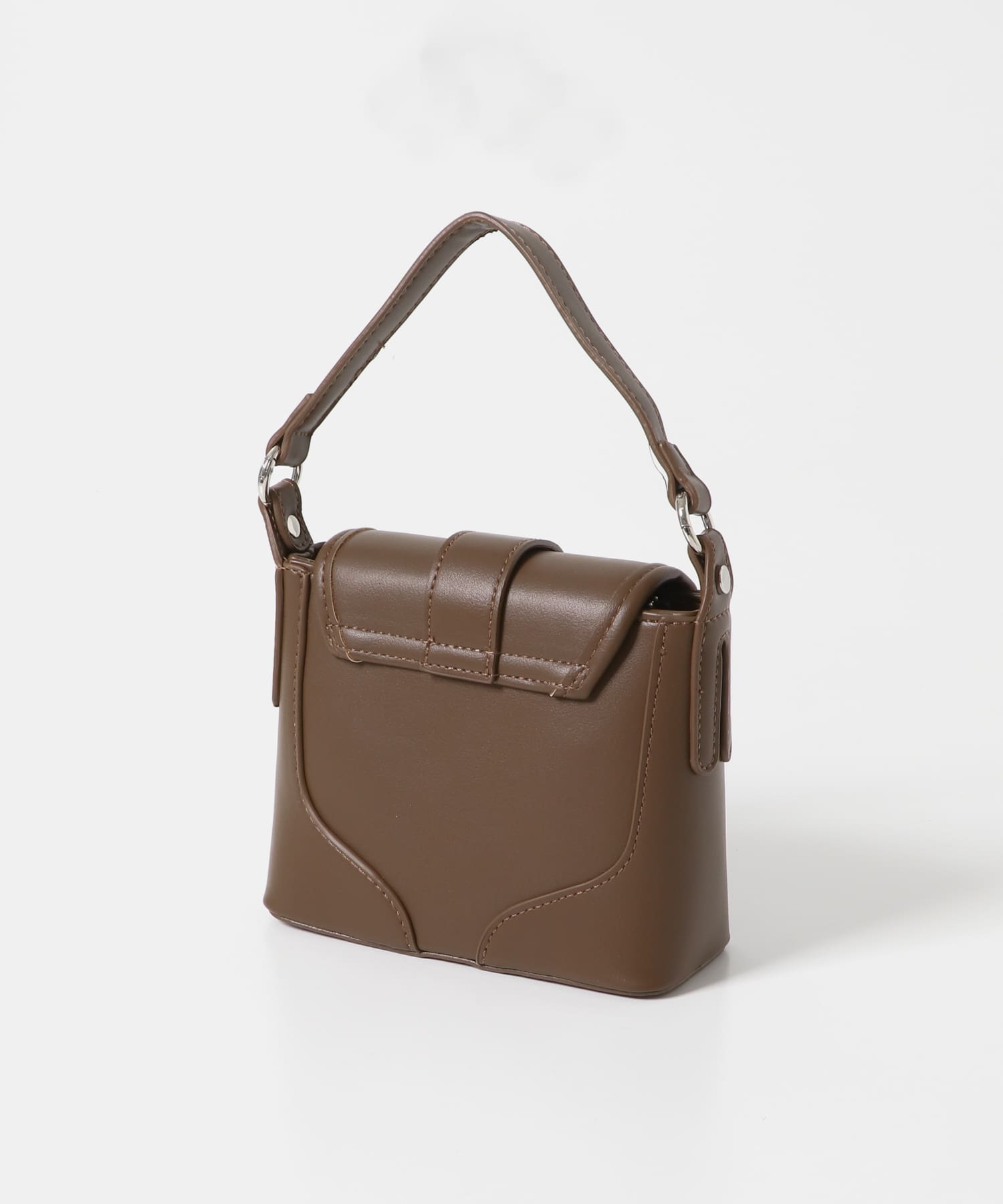 ベルト付フラップショルダーバッグ BROWN -