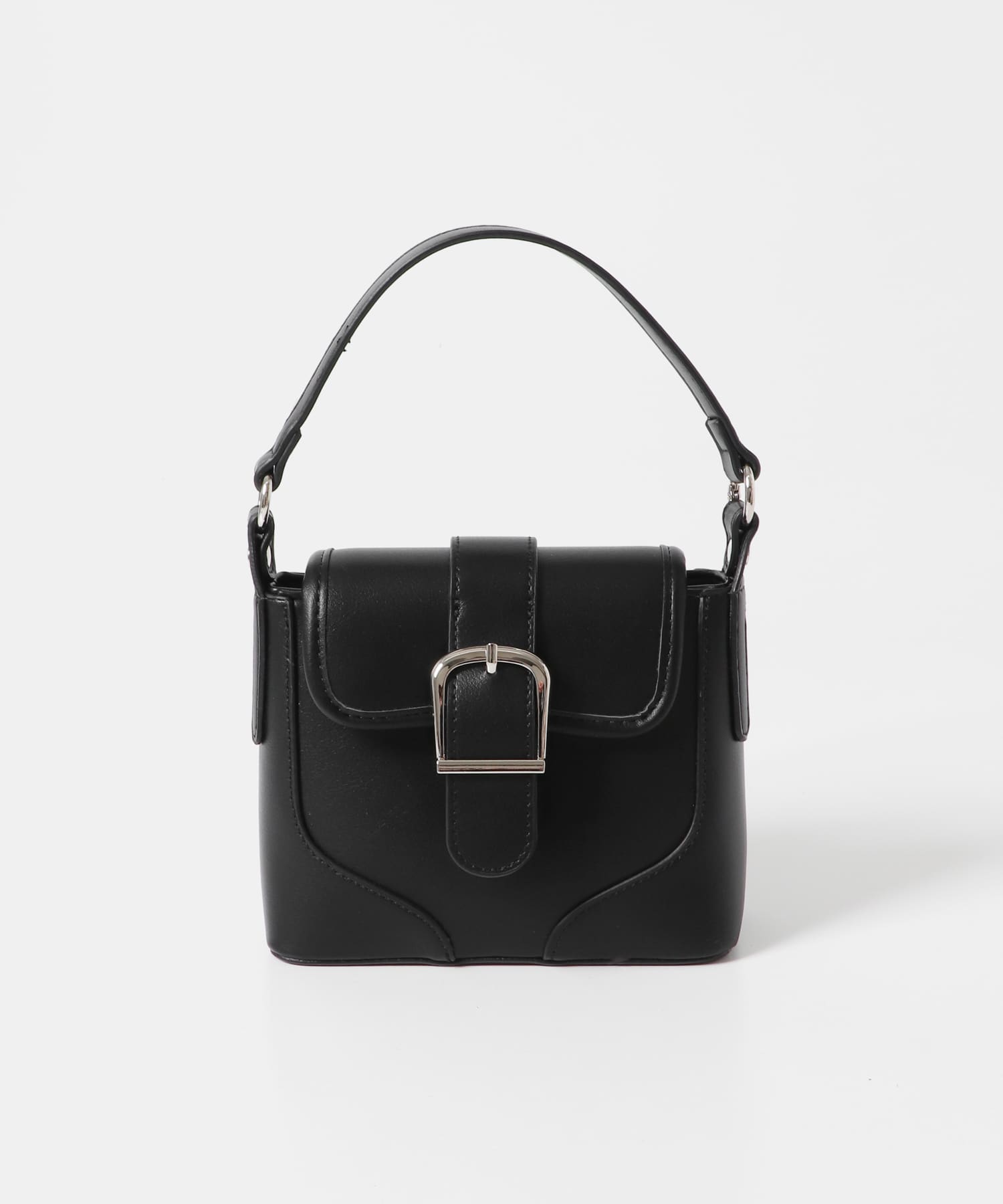 ベルト付フラップショルダーバッグ BLACK -