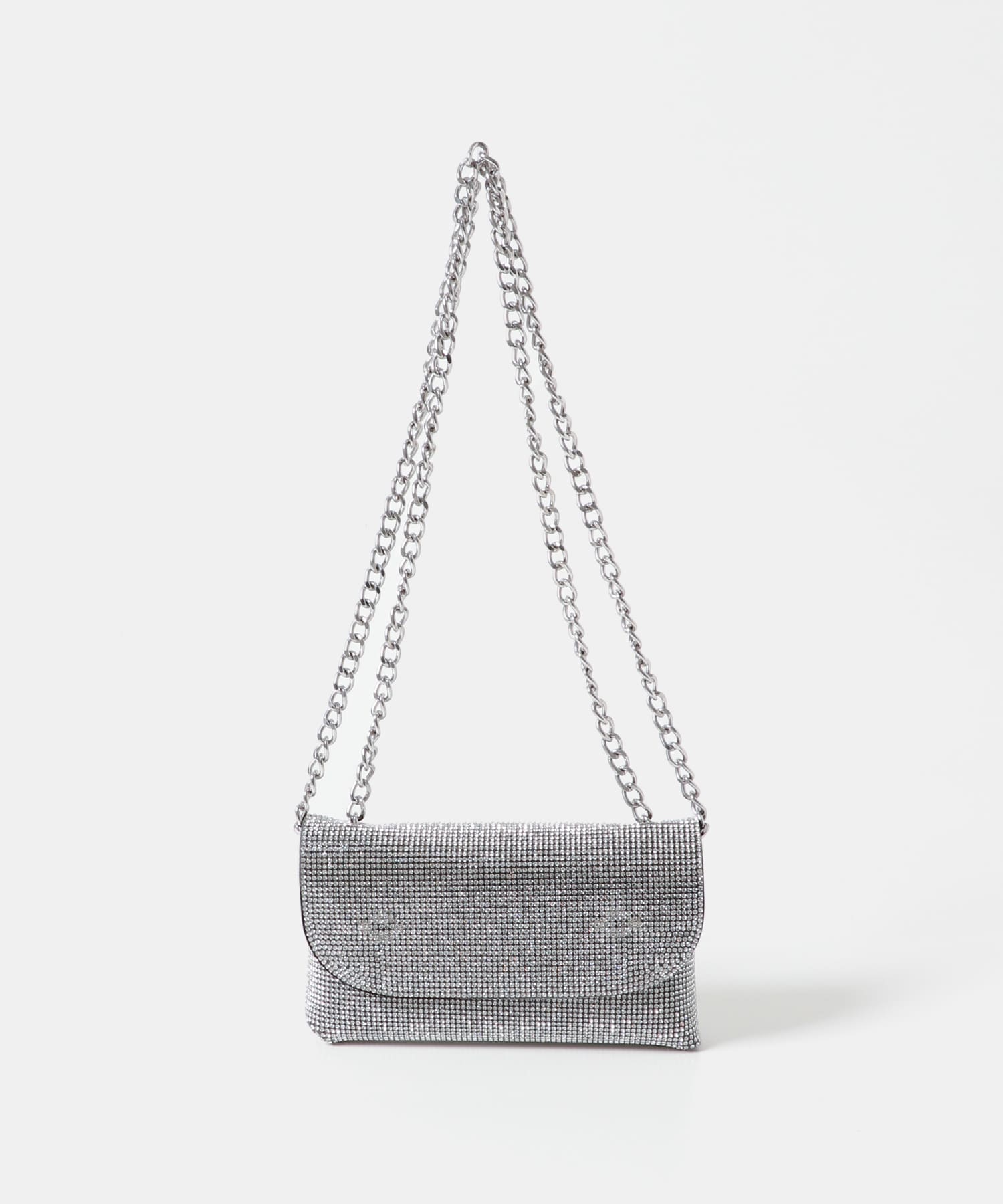 ラインストーンフラップバッグ SILVER -