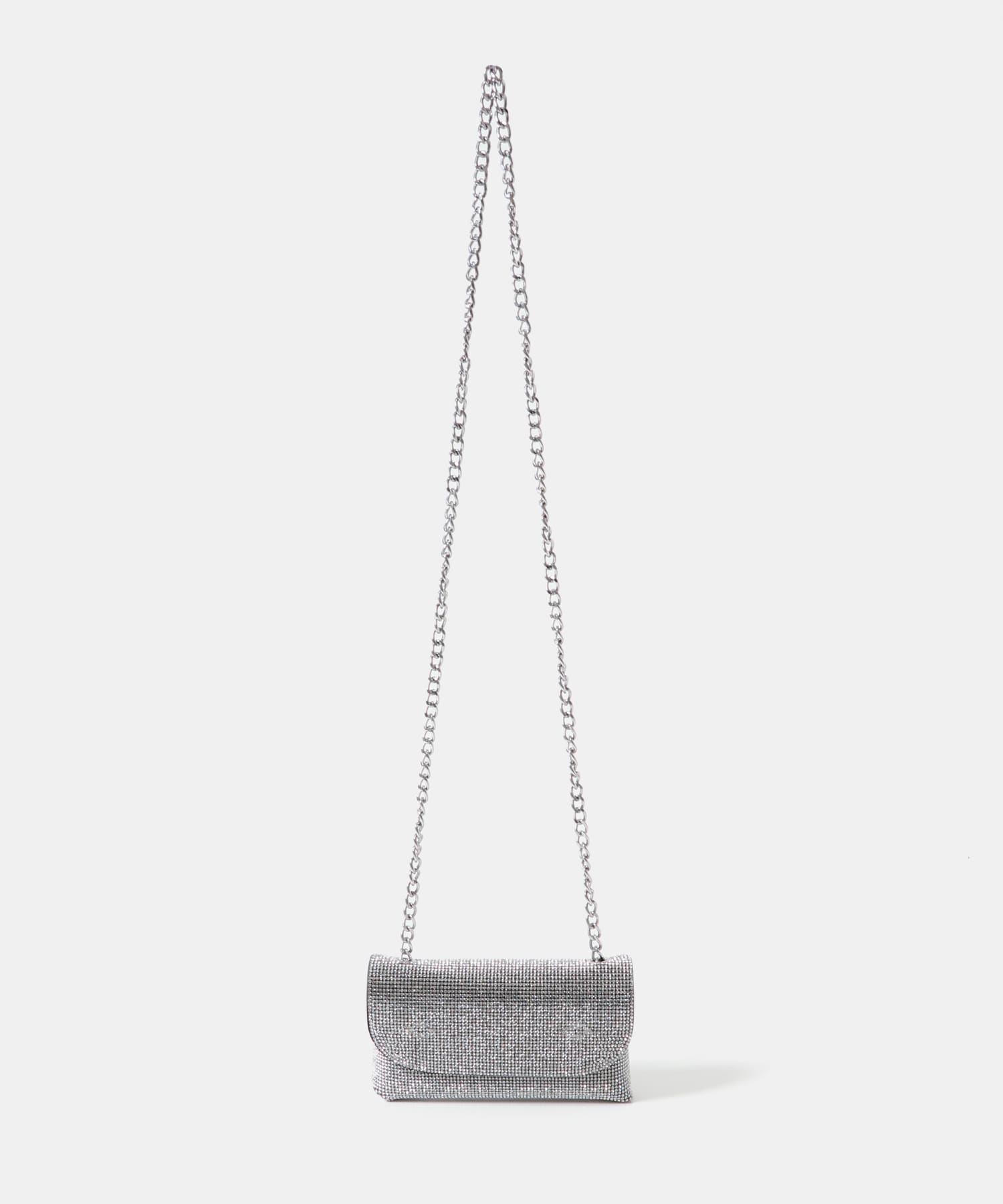 ラインストーンフラップバッグ SILVER -