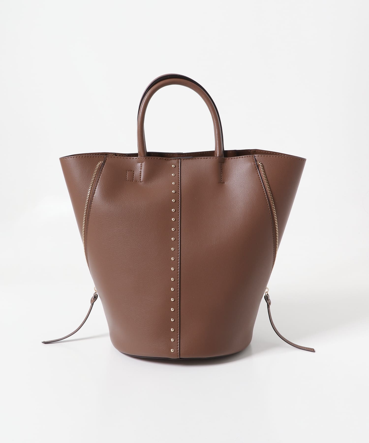 サイドジップバケットバッグ BROWN -0