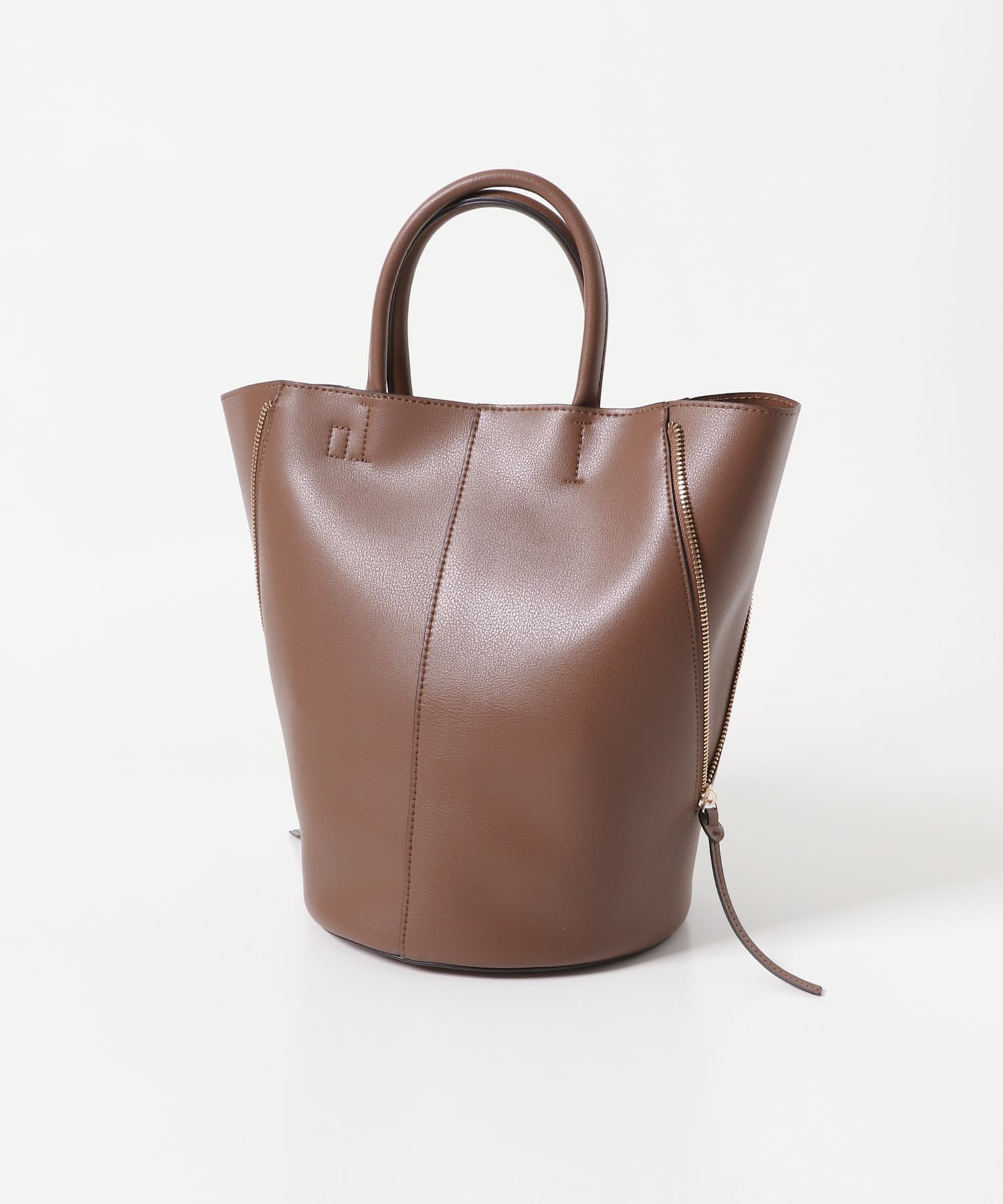サイドジップバケットバッグ BROWN -0