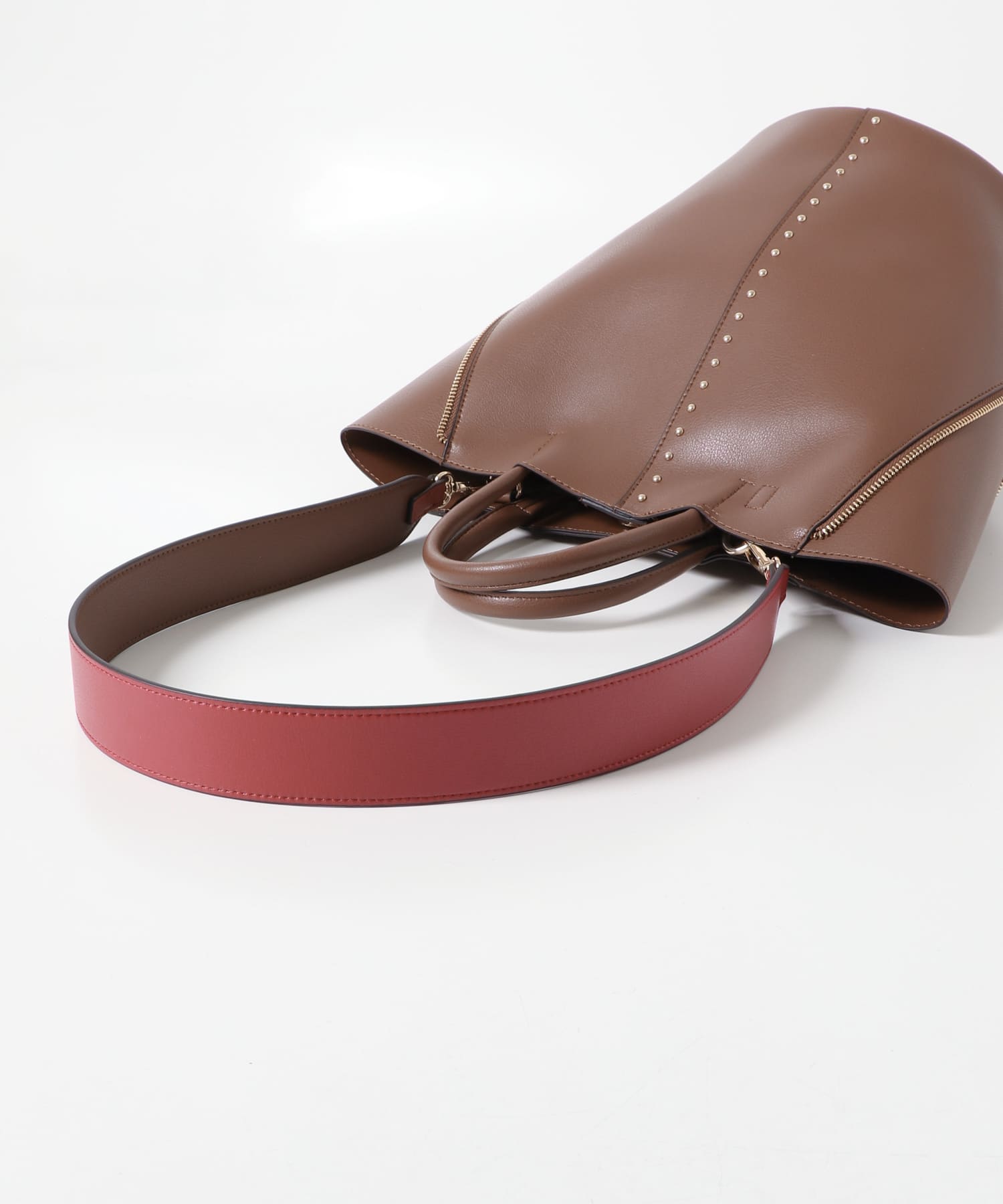 サイドジップバケットバッグ BROWN -0