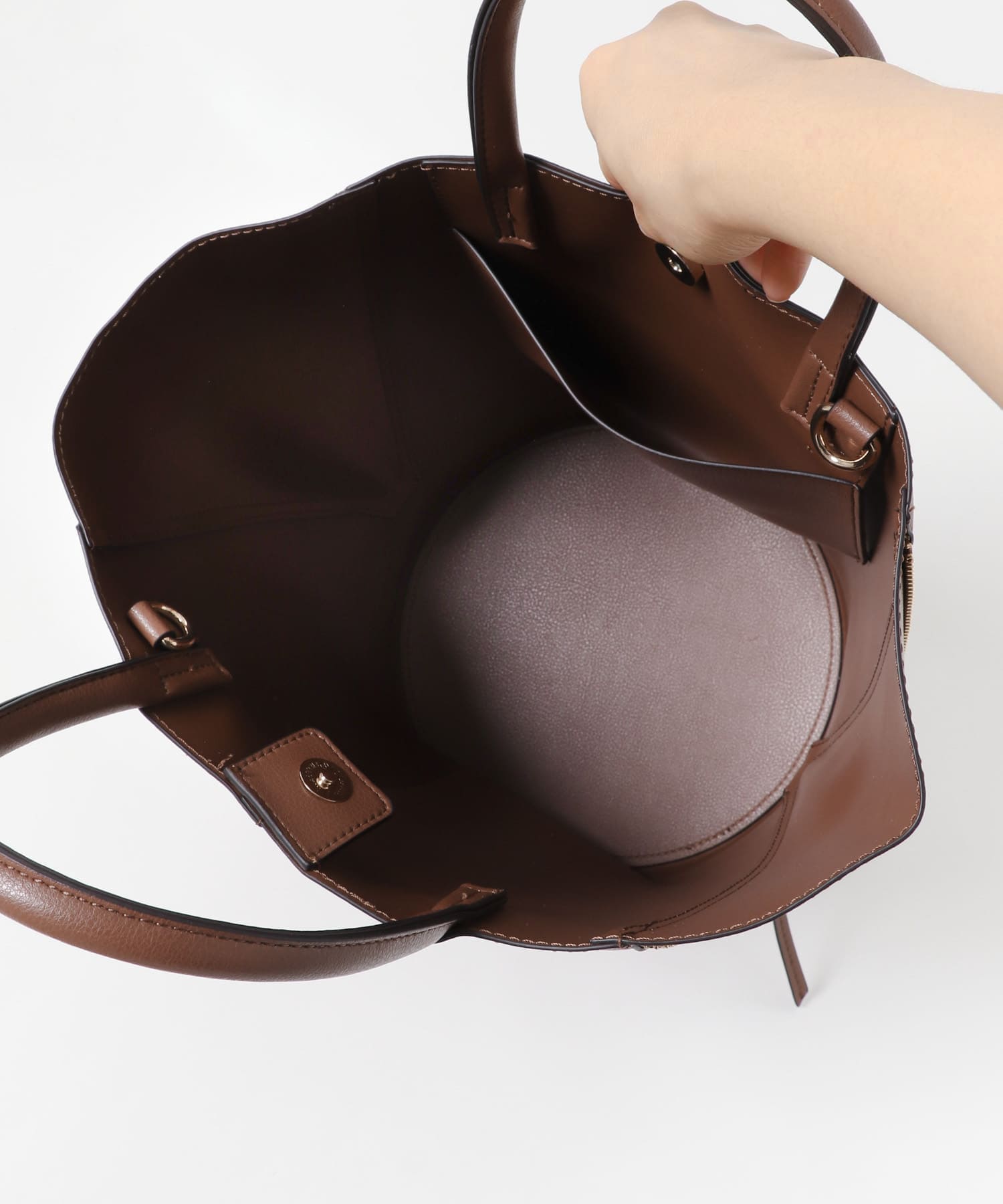 サイドジップバケットバッグ BROWN -0