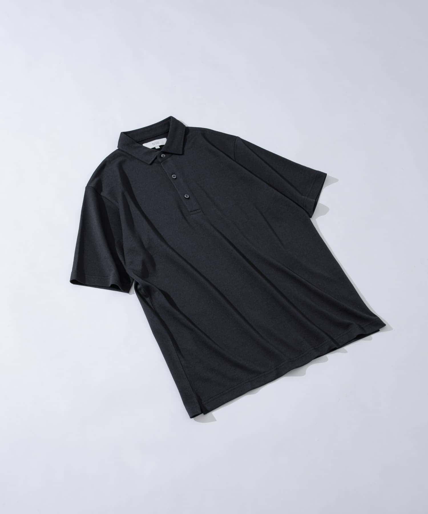 『WEB限定』『XLサイズあり』 リネン混カノコポロシャツ BLACK XL