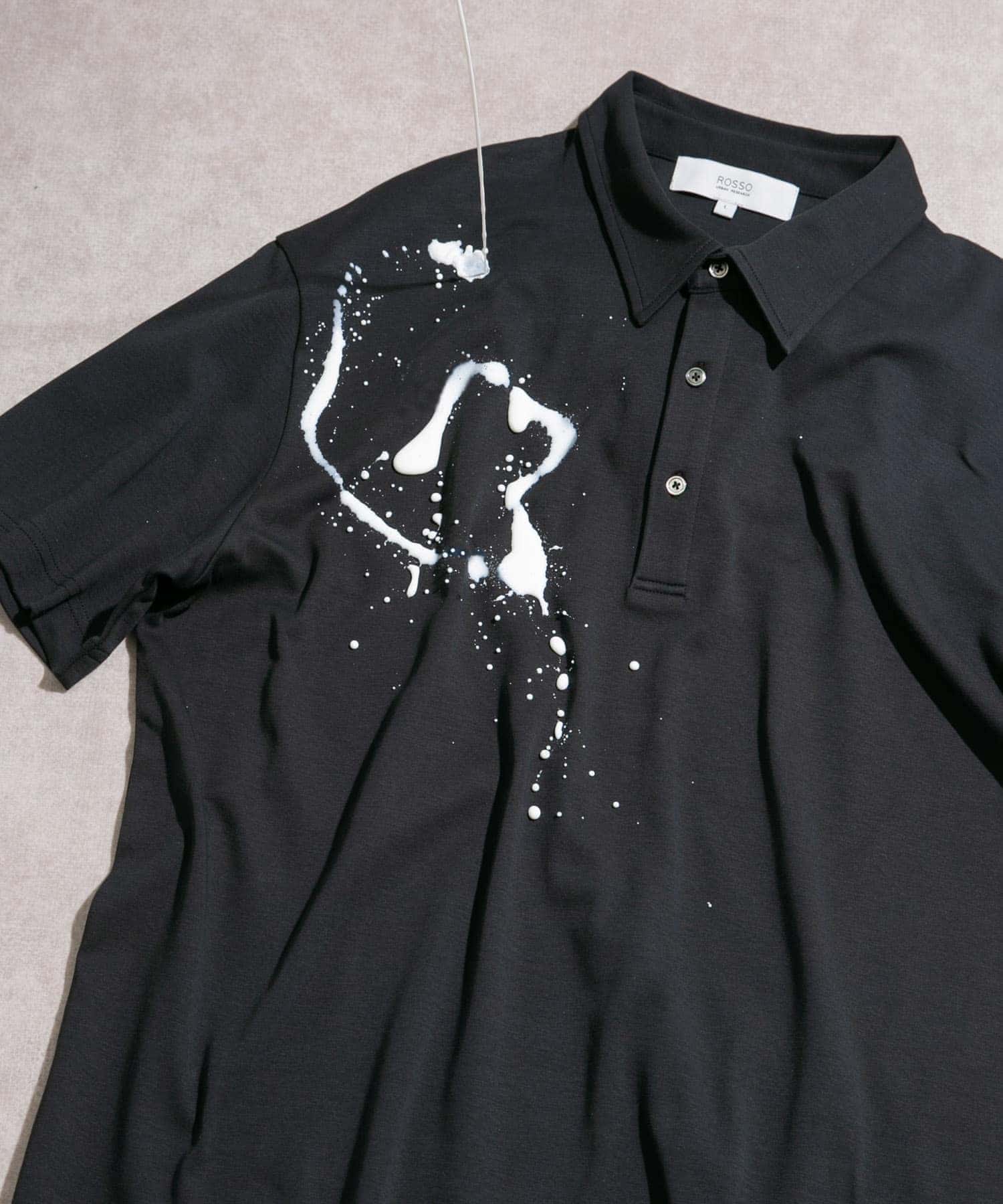 『XLサイズあり』『UR TECH』防汚加工リラックス半袖ポロシャツ BLACK L