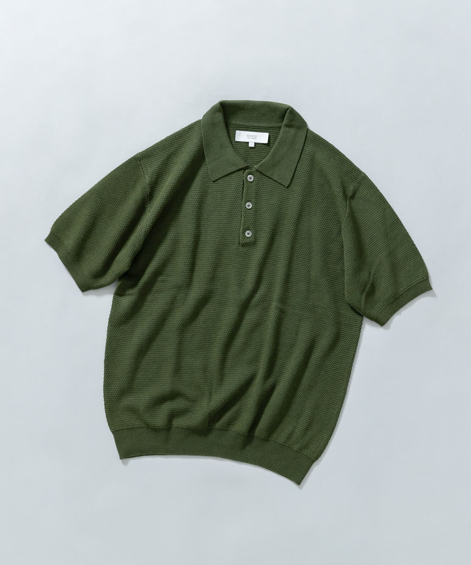 『WEB限定』変形カノコ半袖ニットポロ KHAKI M