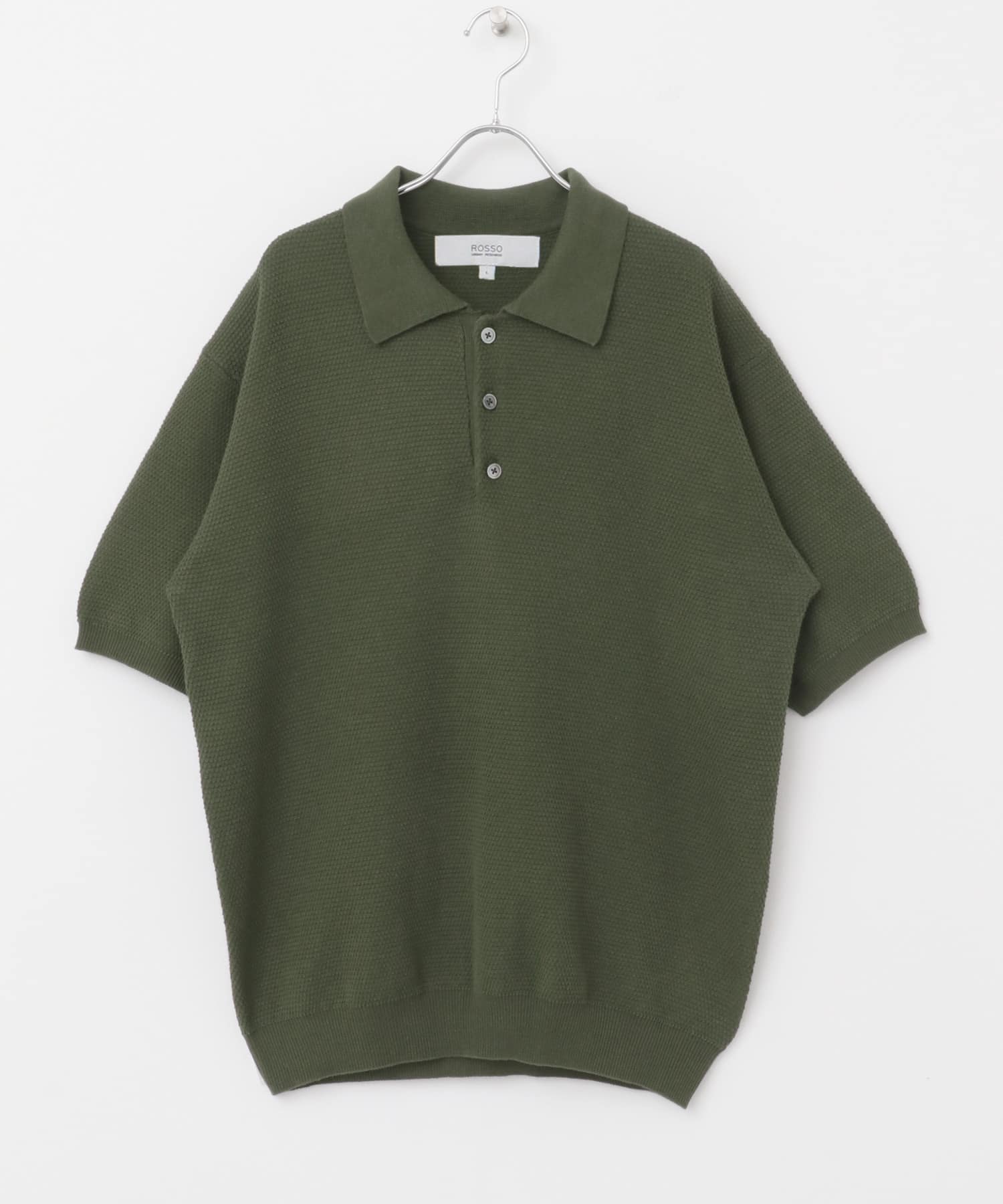 『WEB限定』変形カノコ半袖ニットポロ KHAKI M